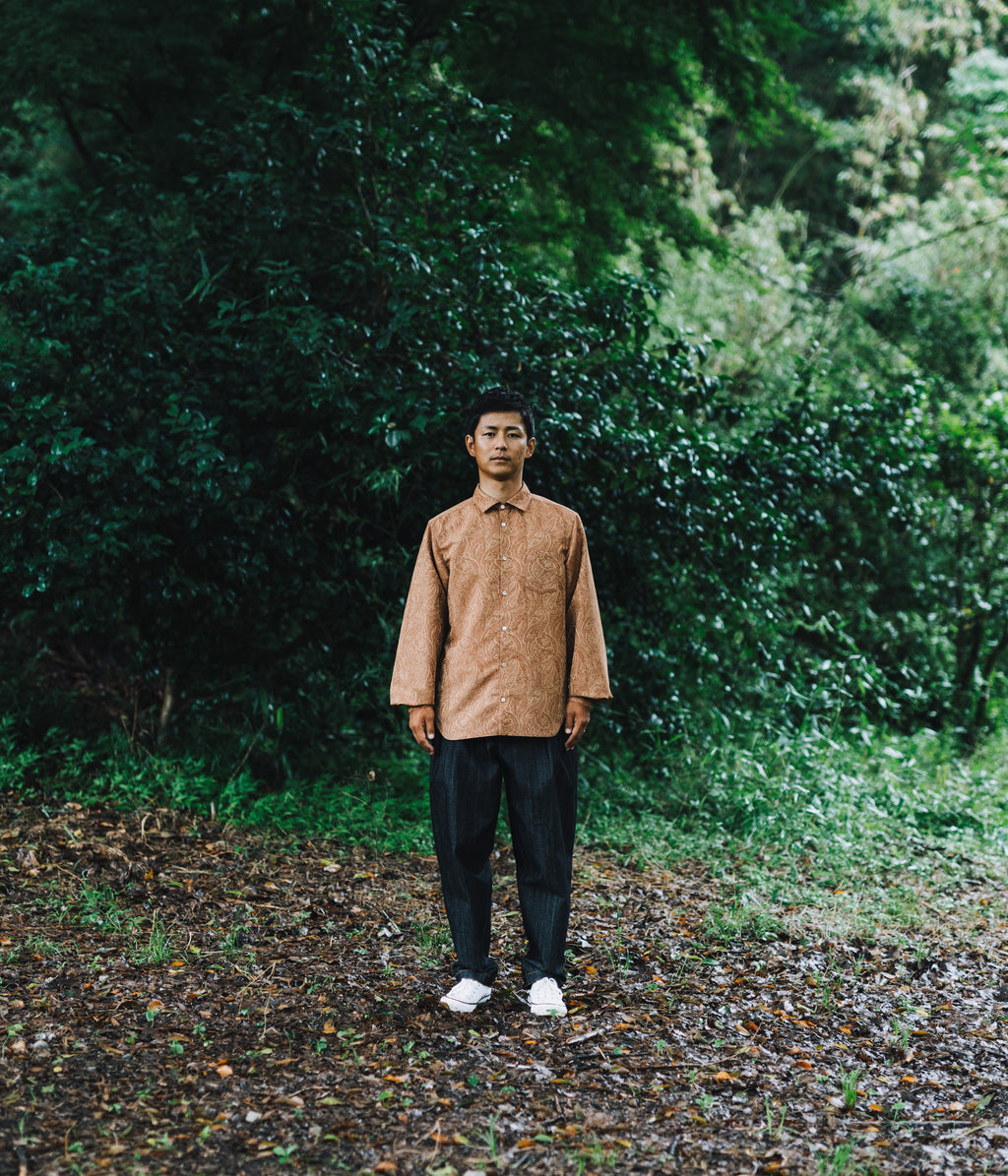 // slash collar shirt - orange beige - 【12月下旬〜1月中旬お届け予定】
