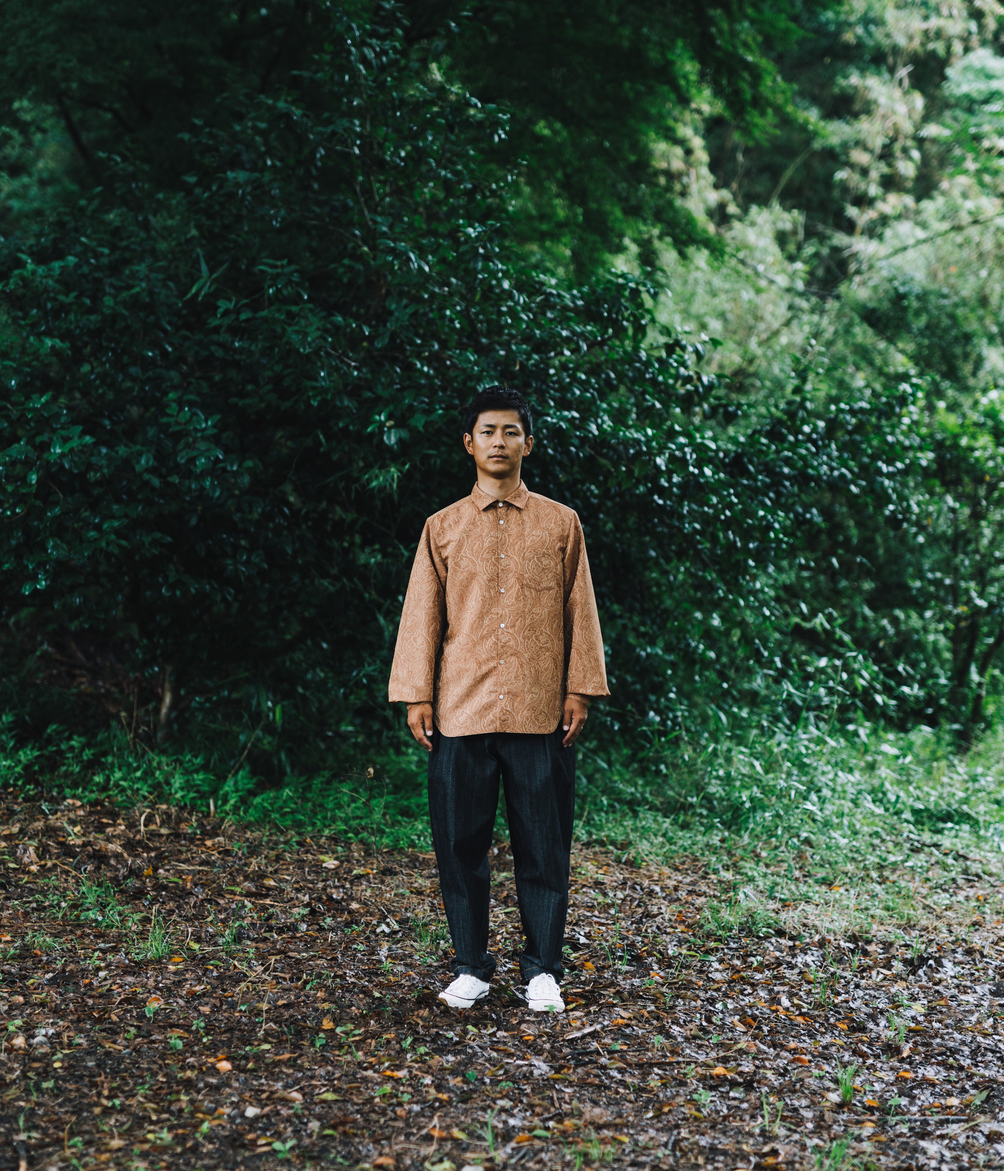 // slash collar shirt - orange beige - 【10月中旬〜下旬お届け予定】