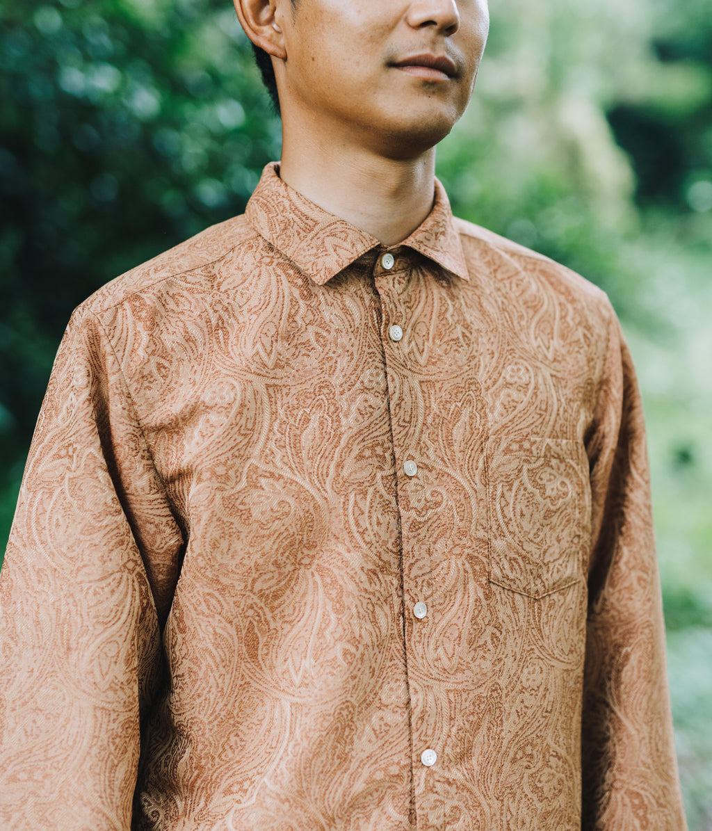 // slash collar shirt - orange beige - 【12月下旬〜1月中旬お届け予定】