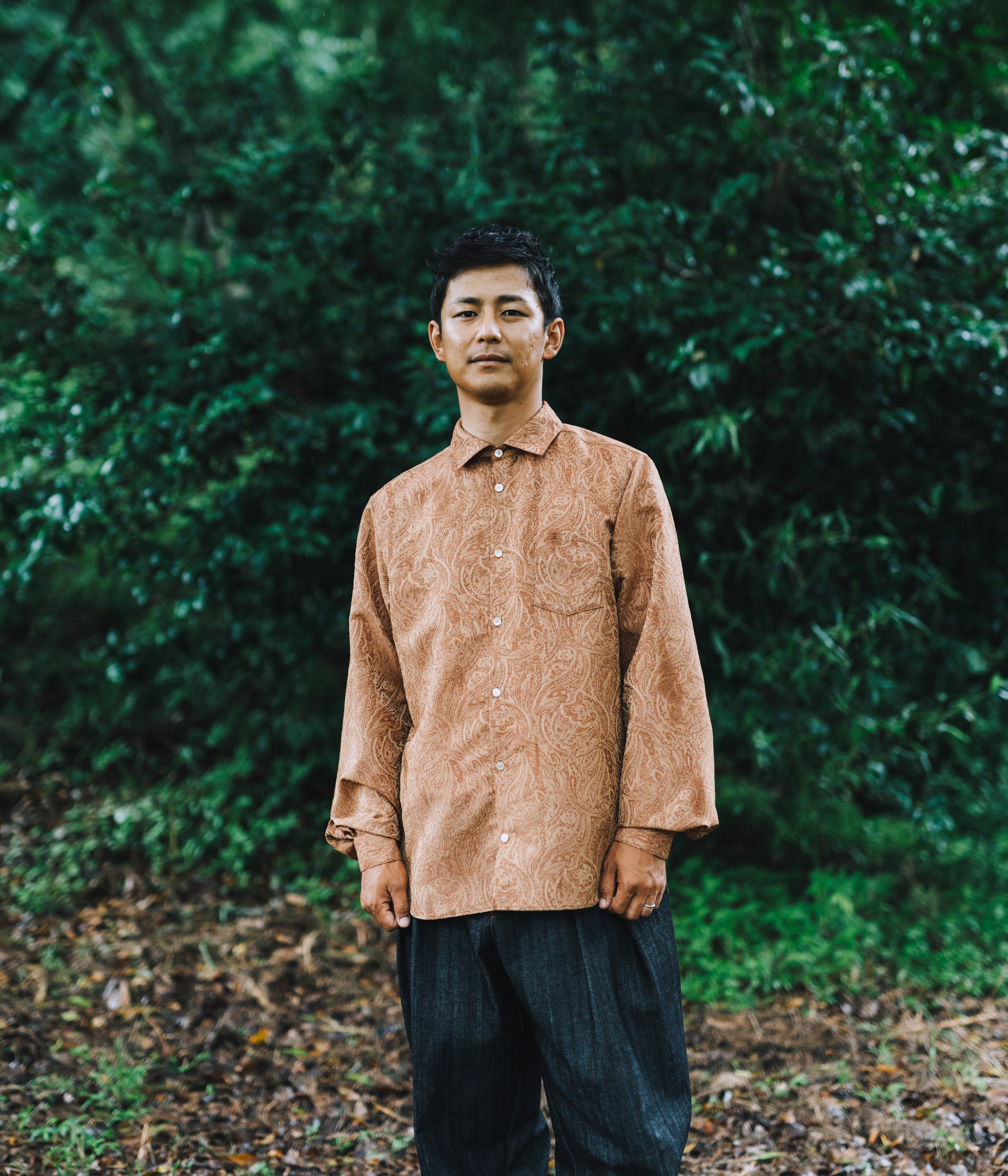 // slash collar shirt - orange beige - 【10月中旬〜下旬お届け予定】