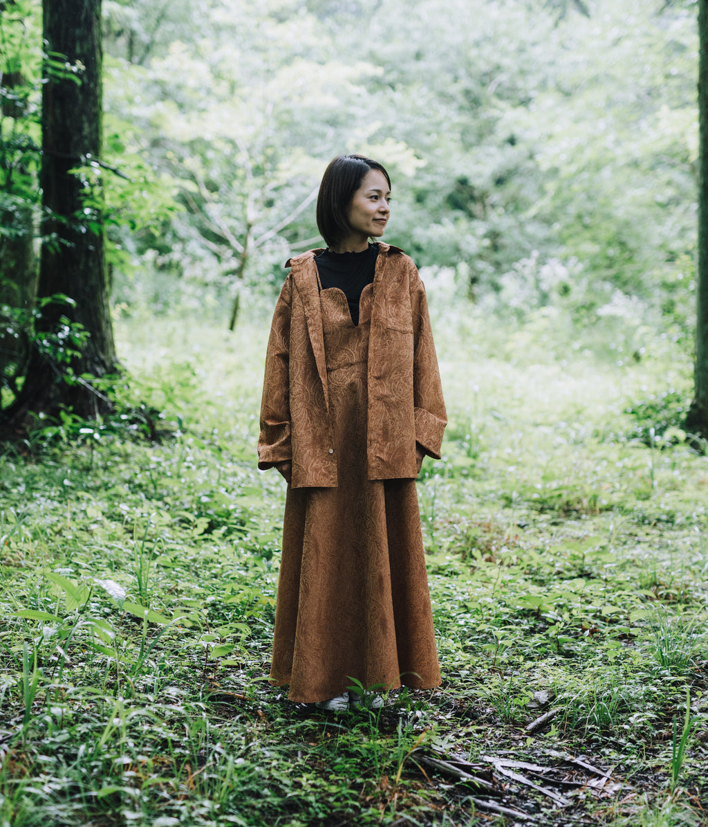 // slash collar shirt - orange beige - 【12月下旬〜1月中旬お届け予定】