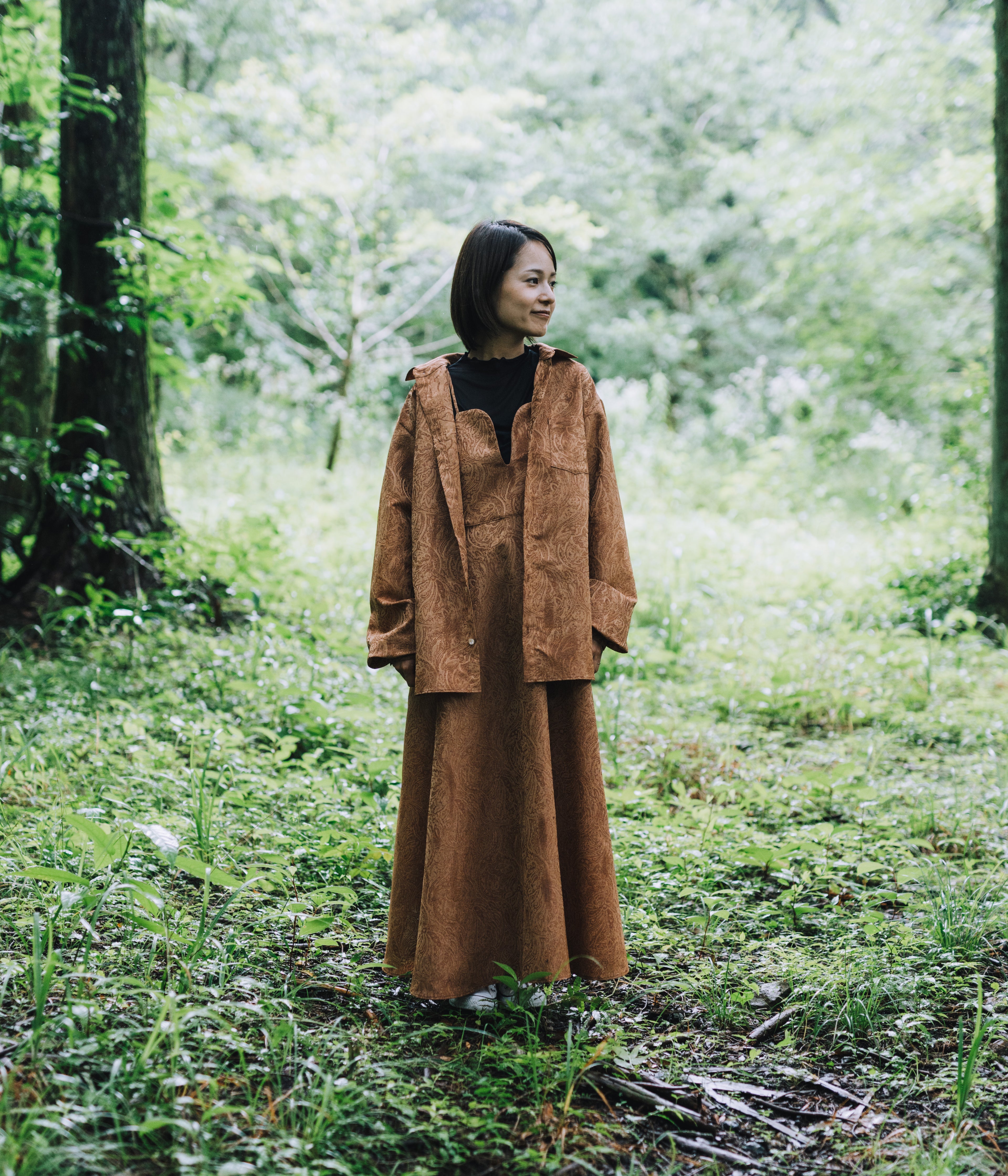 // slash collar shirt - orange beige - 【12月下旬〜1月中旬お届け予定】