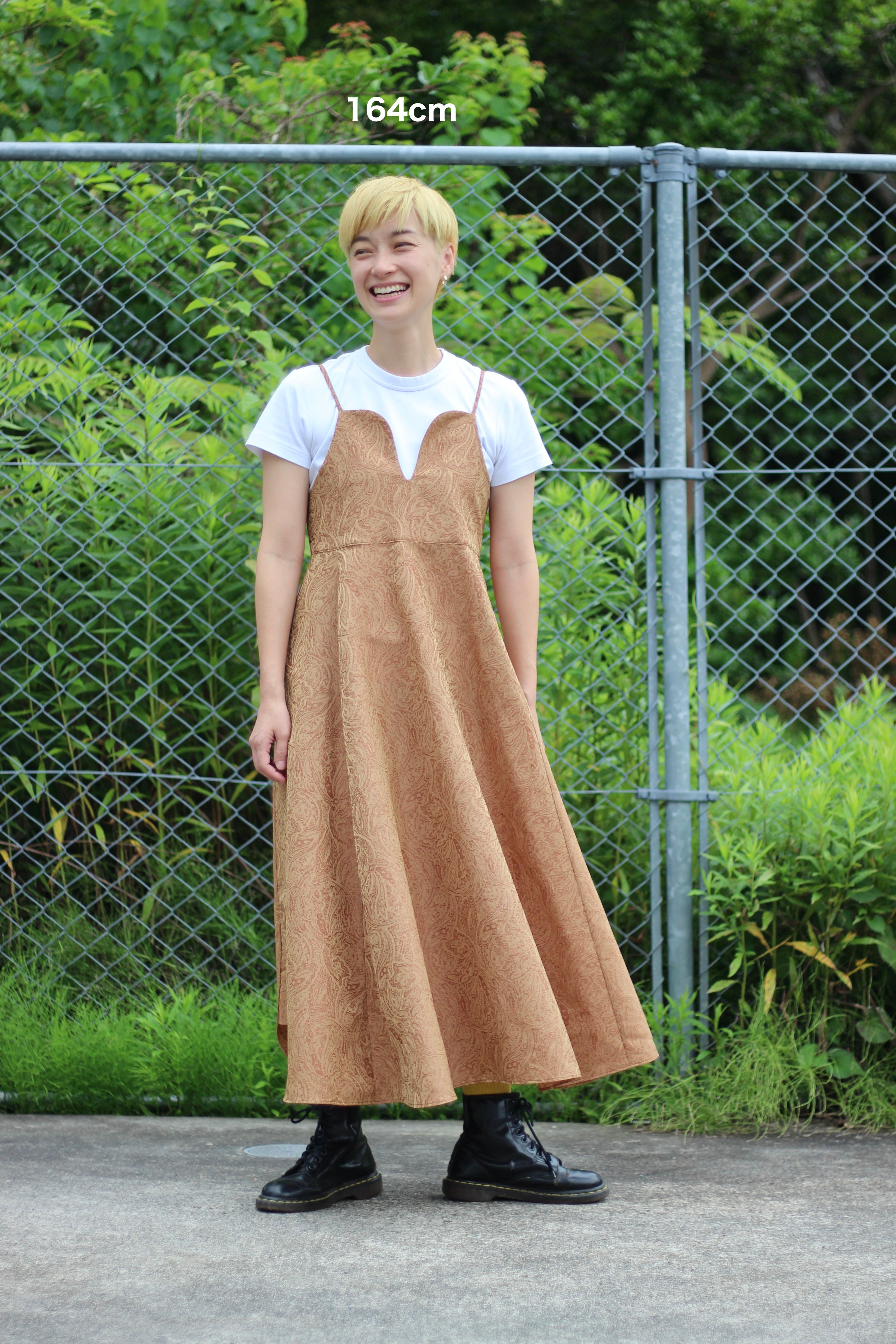 // vase camisole dress - orange beige - 【10月中旬〜下旬お届け予定】