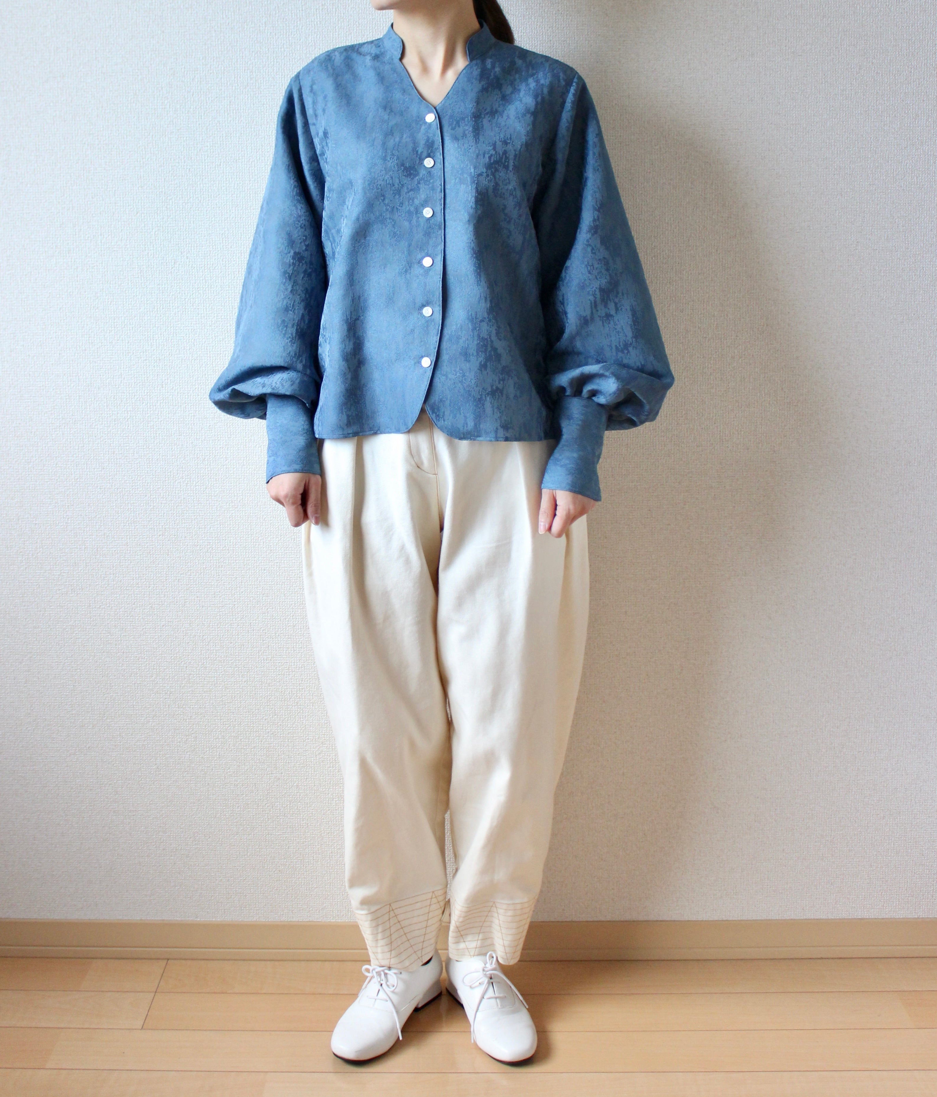 【遠隔試着】// slide collar blouse - clear blue -