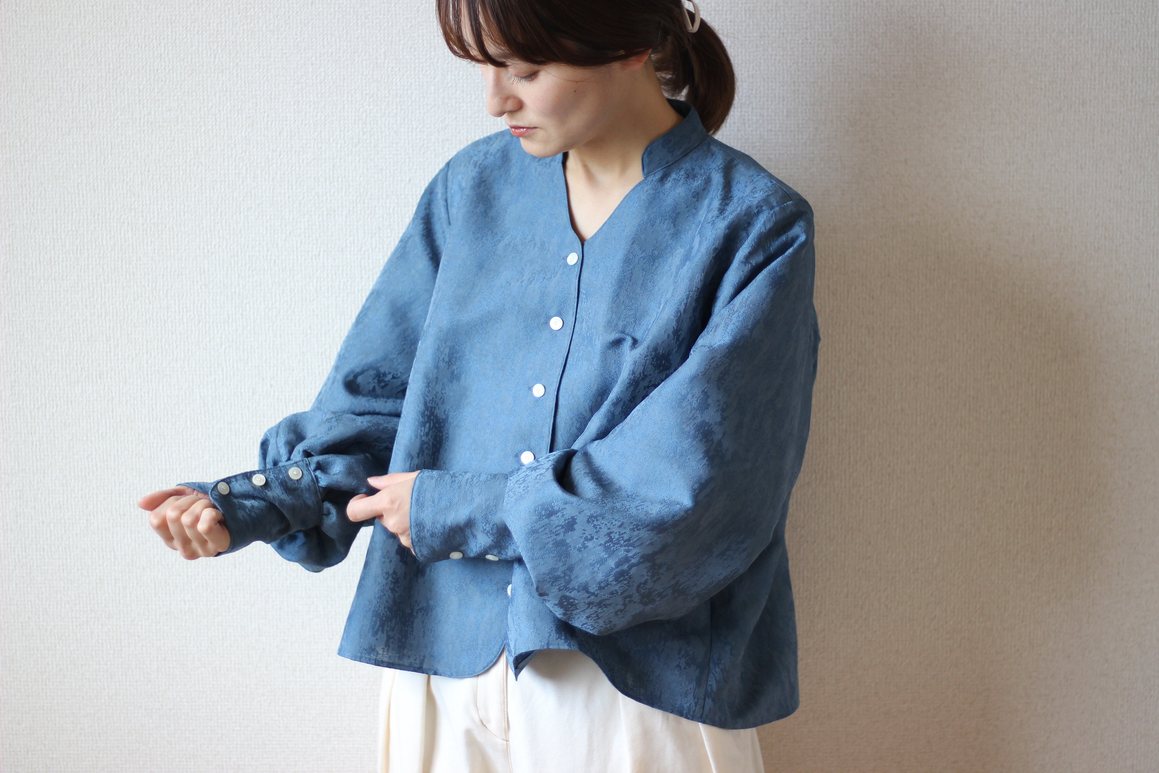 【遠隔試着】// slide collar blouse - clear blue -
