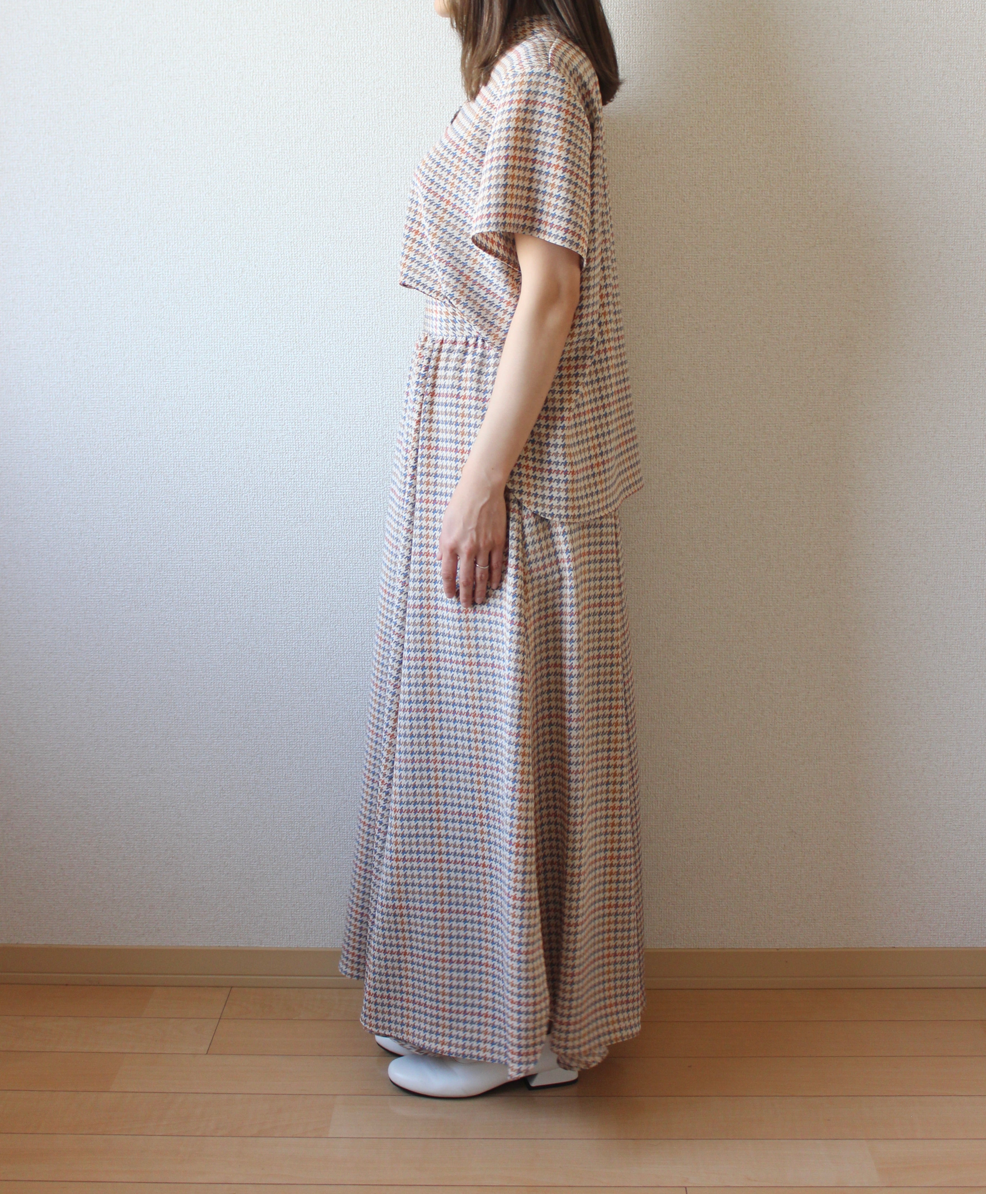【遠隔試着】// gourd neck blouse - houndstooth -