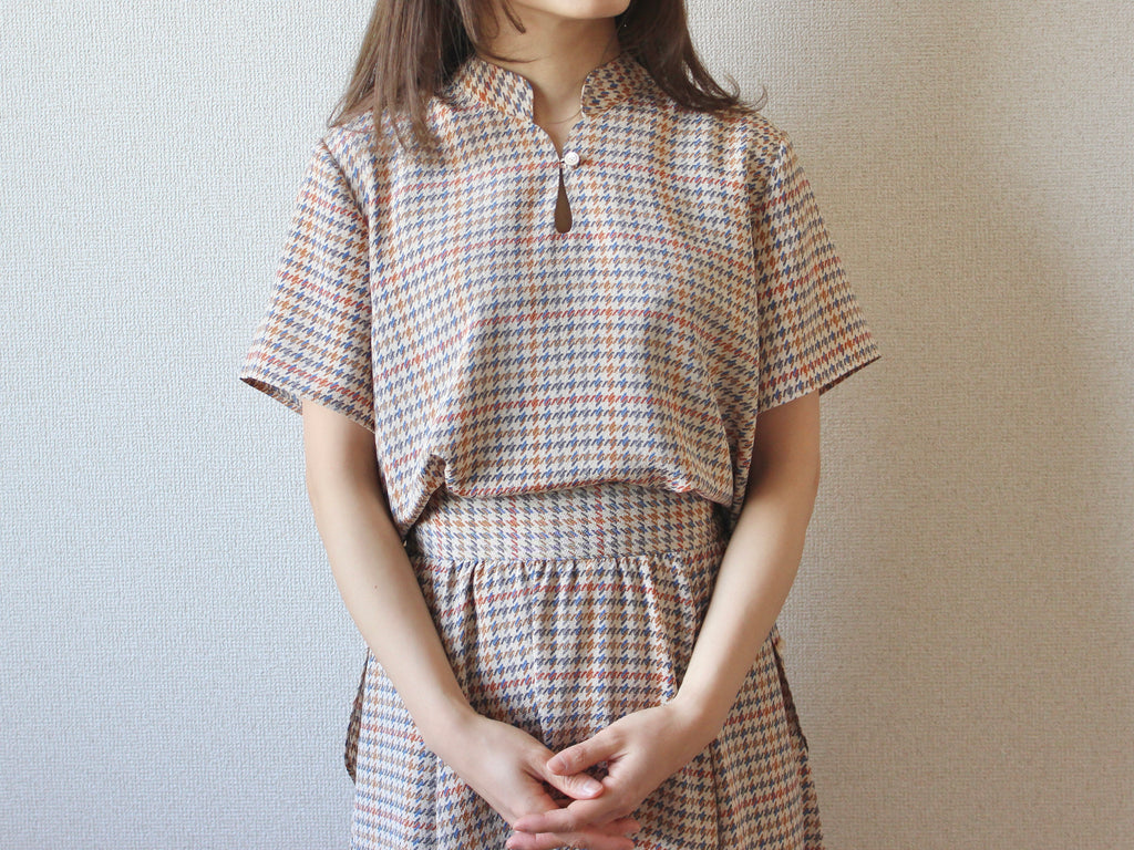 【遠隔試着】// gourd neck blouse - houndstooth -