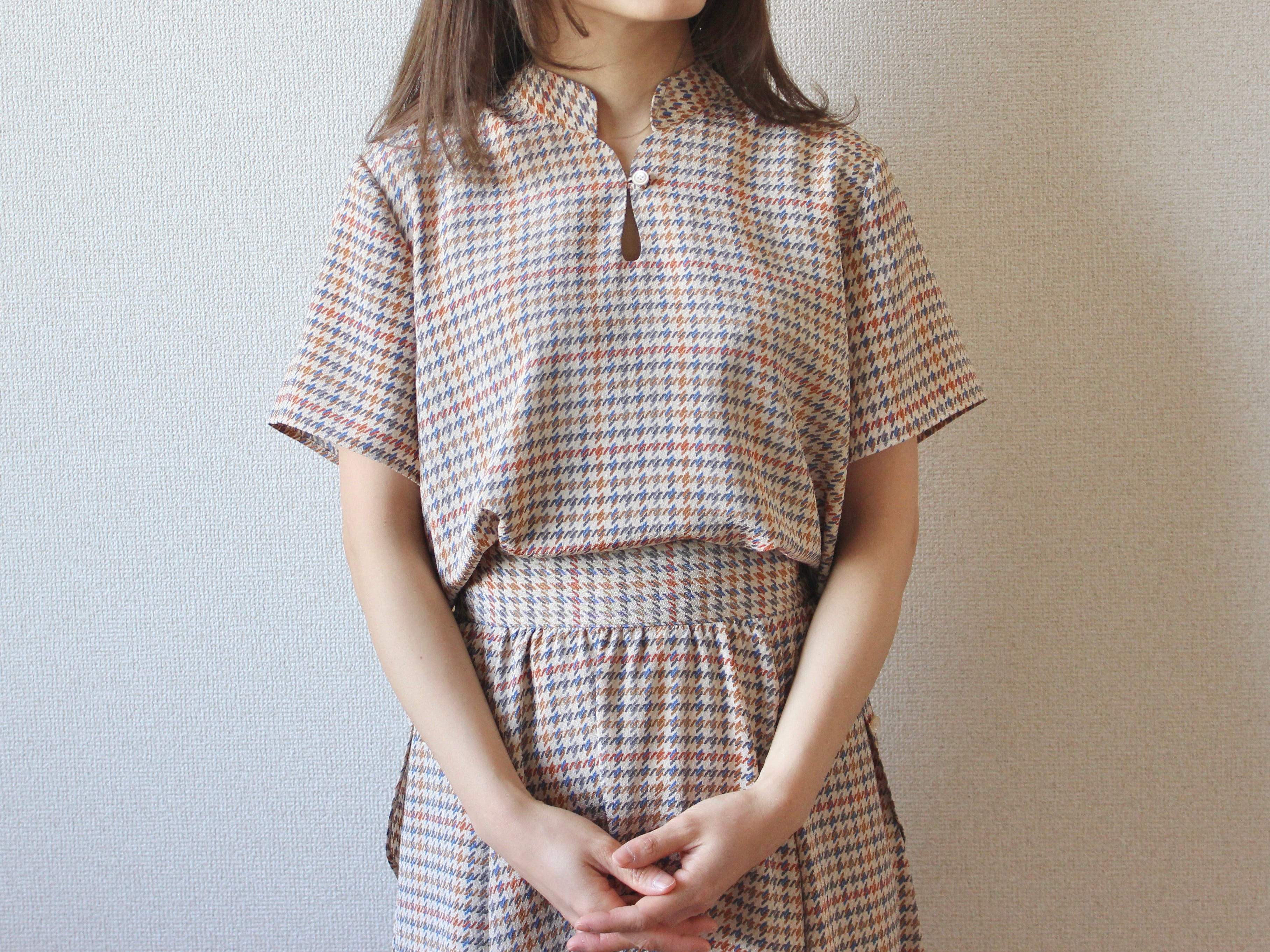 【遠隔試着】// gourd neck blouse - houndstooth -