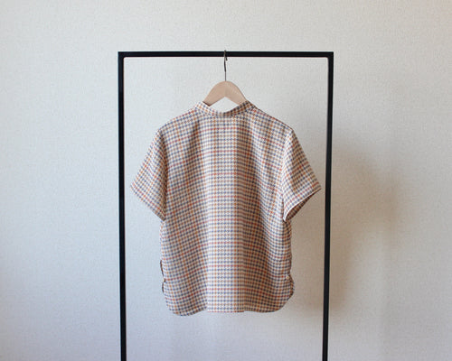 // gourd neck blouse - houndstooth - 【12月下旬〜1月中旬お届け予定】