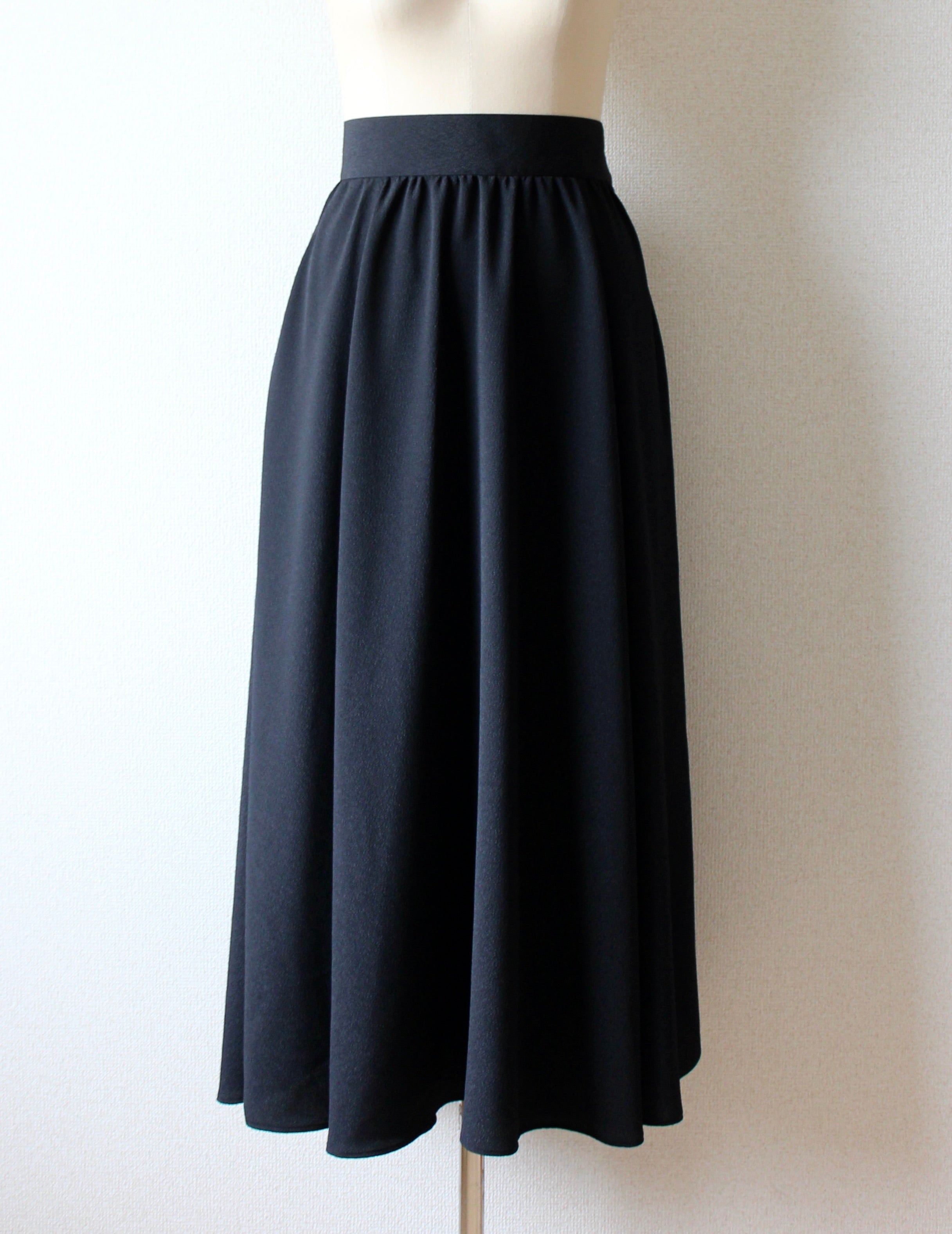 【遠隔試着】// side round flare skirt - black -
