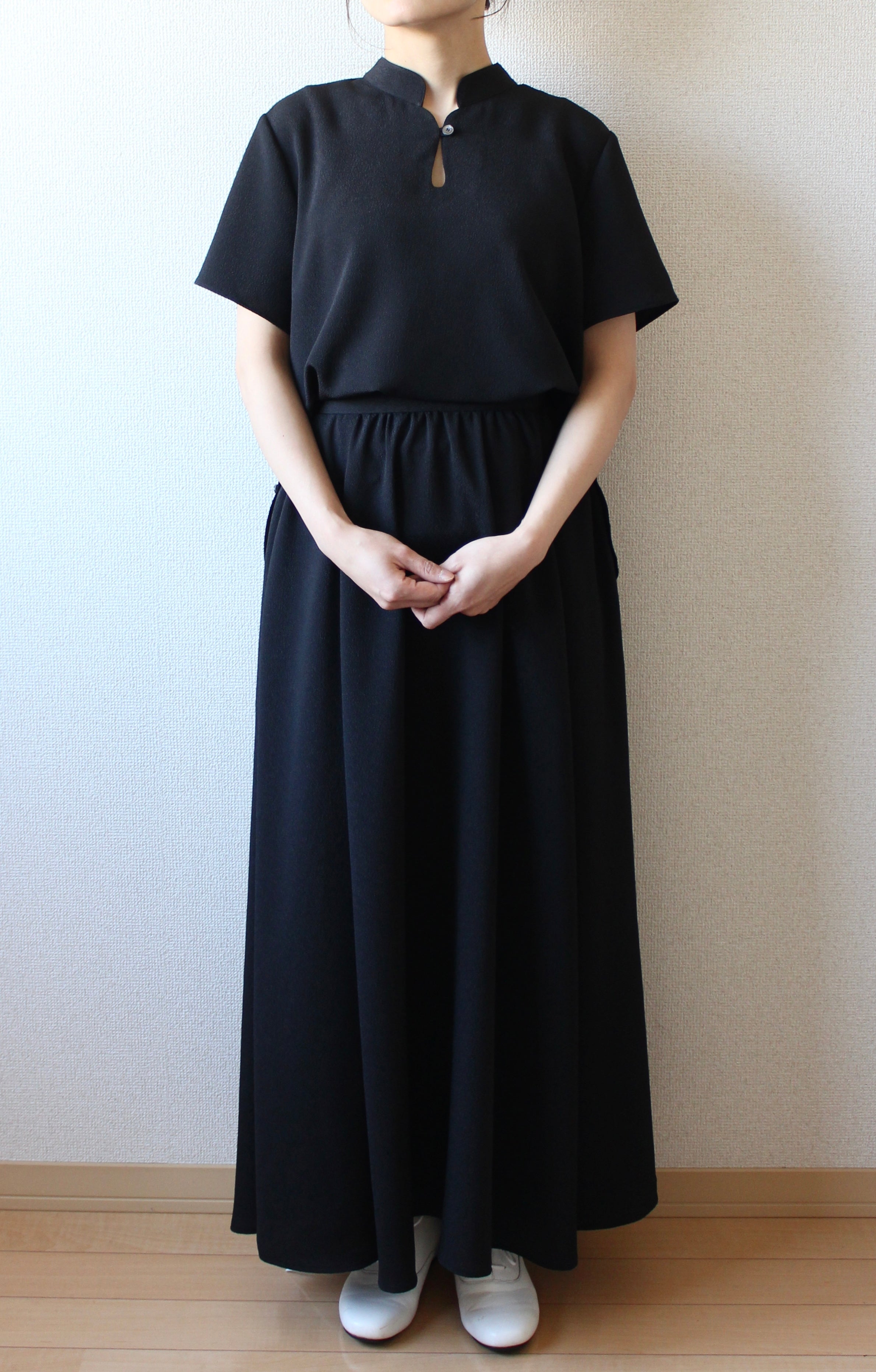 【遠隔試着】// gourd neck blouse - black -