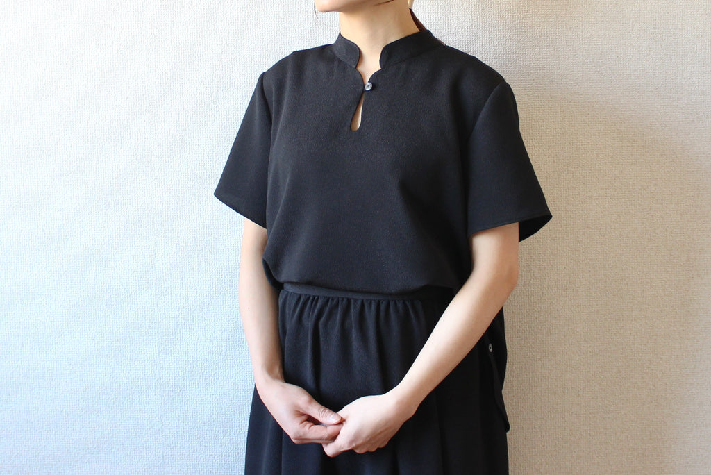 【遠隔試着】// gourd neck blouse - black -