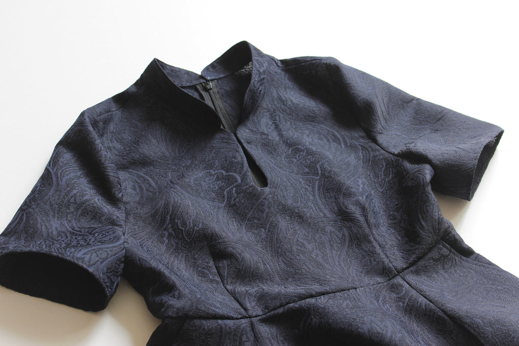 // gourd neck one piece - navy - 【12月下旬〜1月中旬お届け予定】
