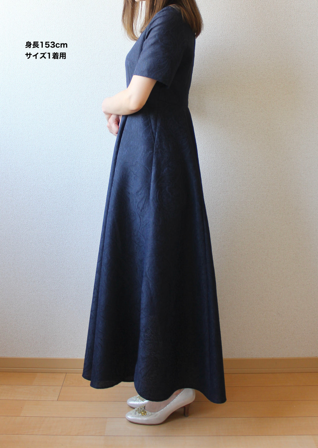 // gourd neck one piece - navy - 【12月下旬〜1月中旬お届け予定】
