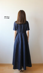 // gourd neck one piece - navy - 【12月下旬〜1月中旬お届け予定】