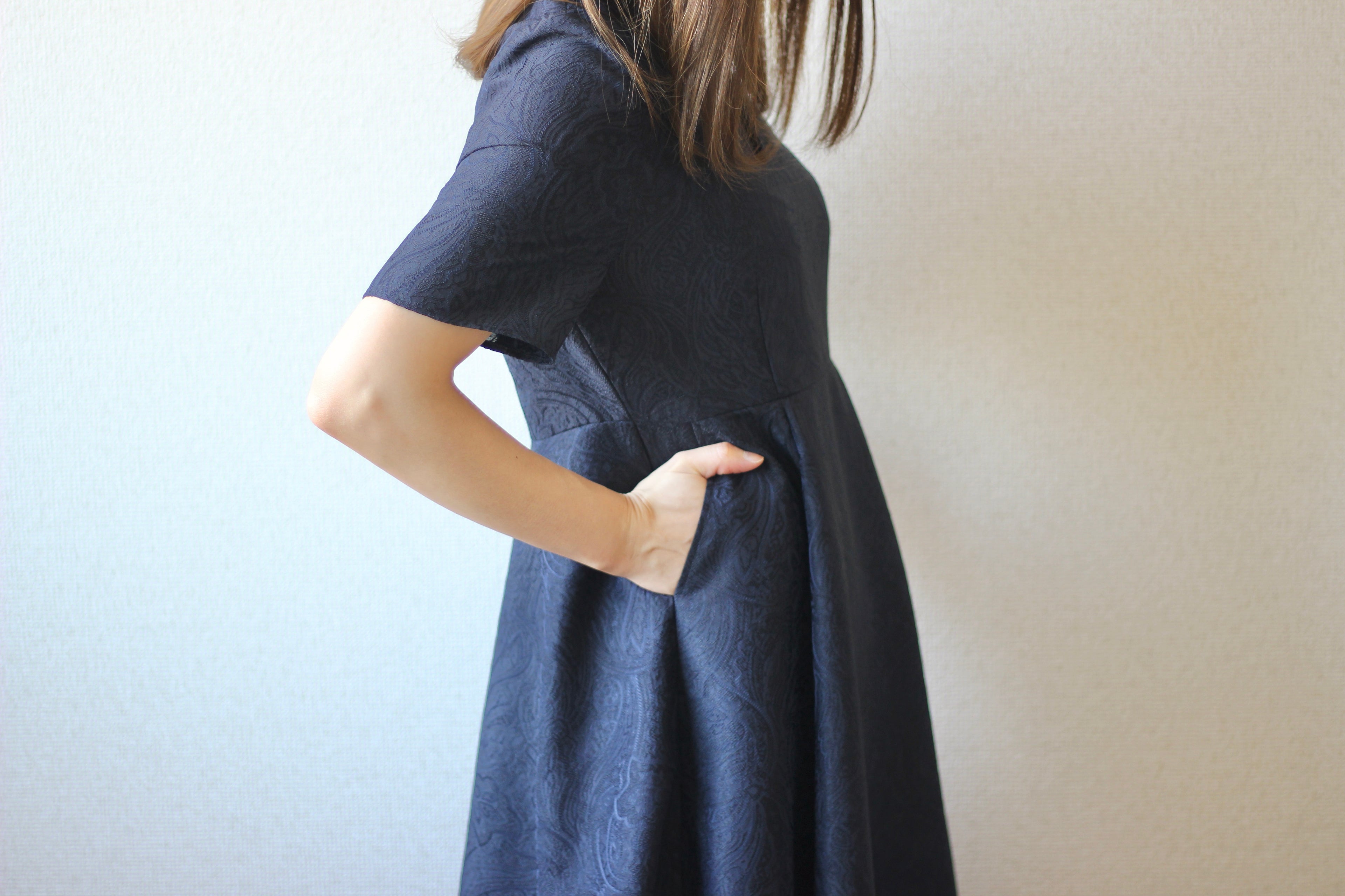 // gourd neck one piece - navy - 【12月下旬〜1月中旬お届け予定】