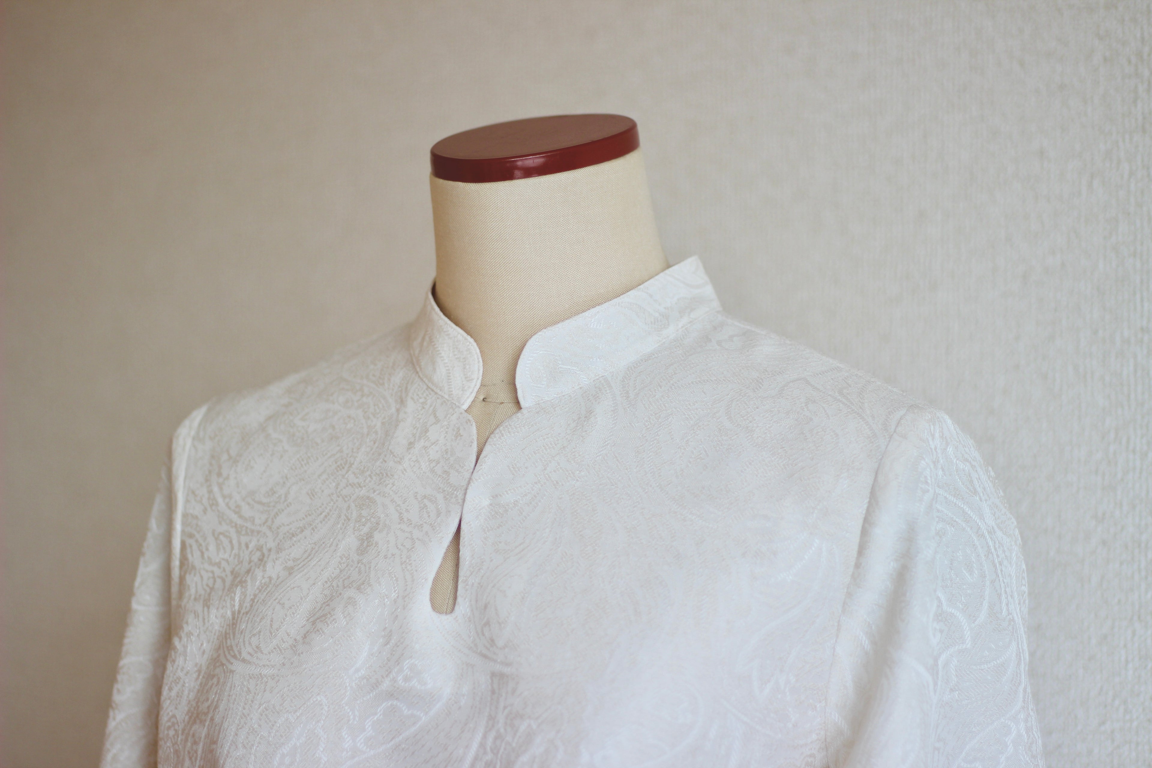 // gourd neck blouse (long sleeve)- ivory - 【10月中旬〜下旬お届け予定】