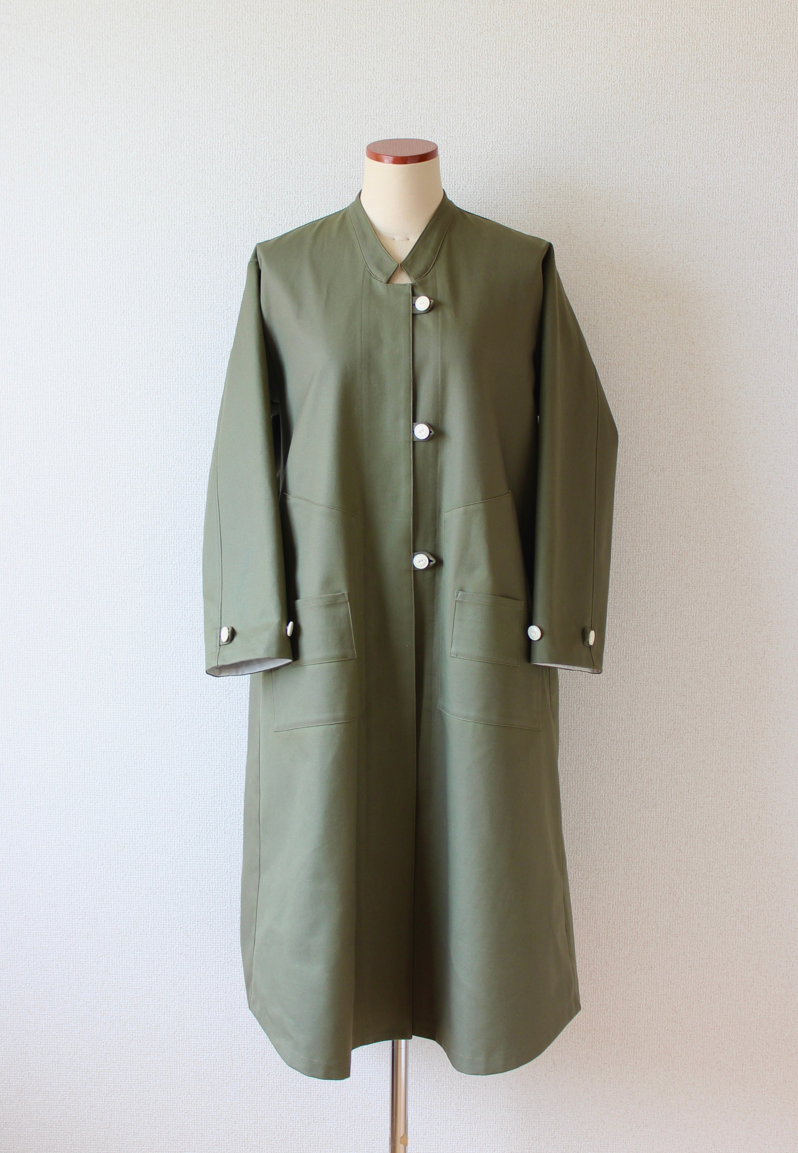 // dent neck coat - khaki - 【10月中旬〜下旬お届け予定】