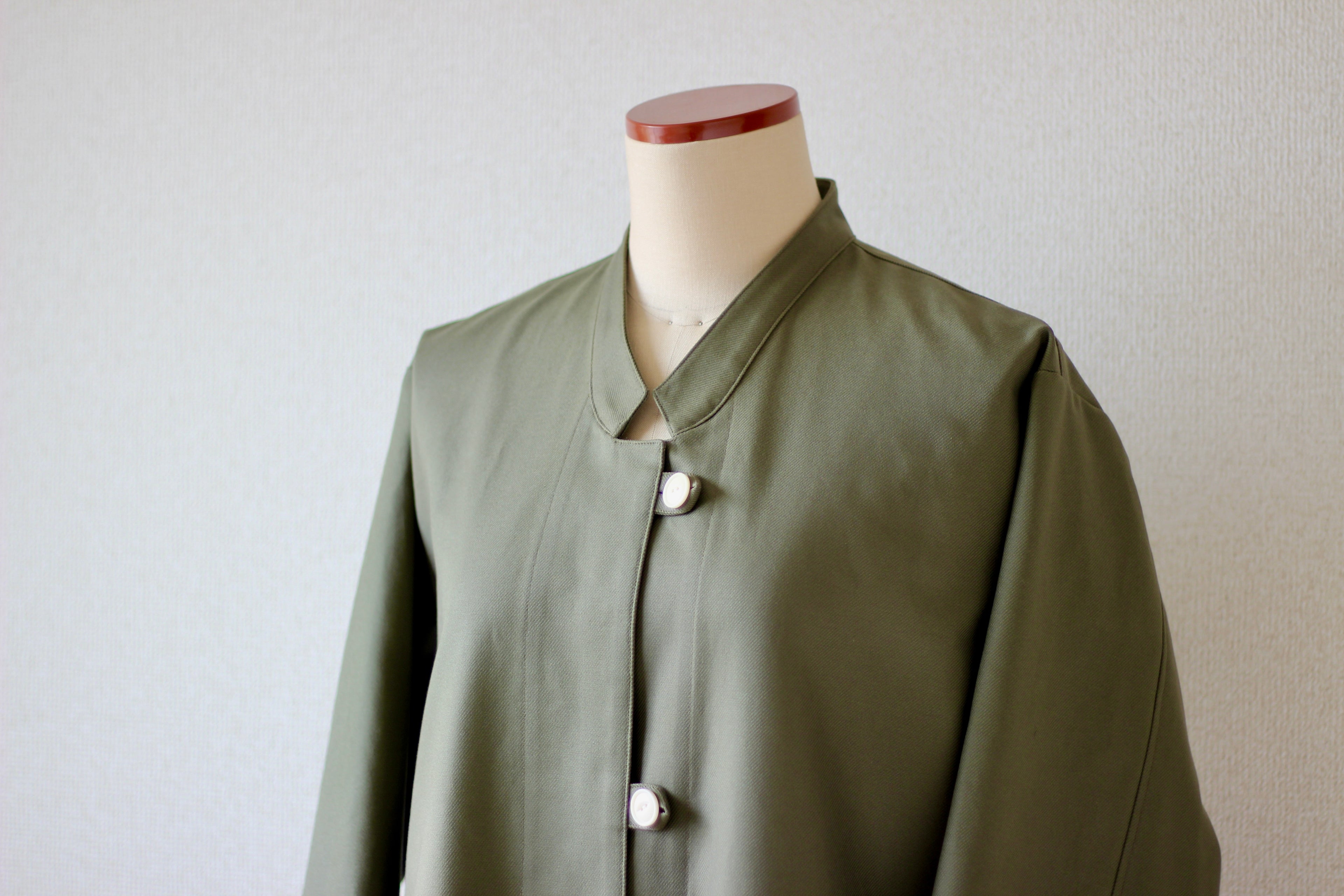 // dent neck coat - khaki - 【10月中旬〜下旬お届け予定】