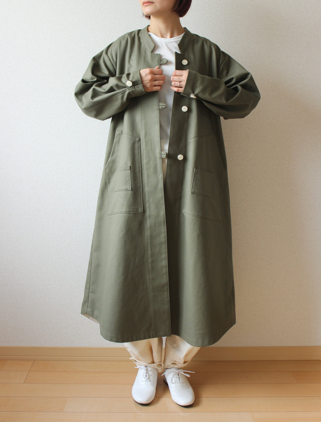 // dent neck coat - khaki - 【12月下旬〜1月中旬お届け予定】