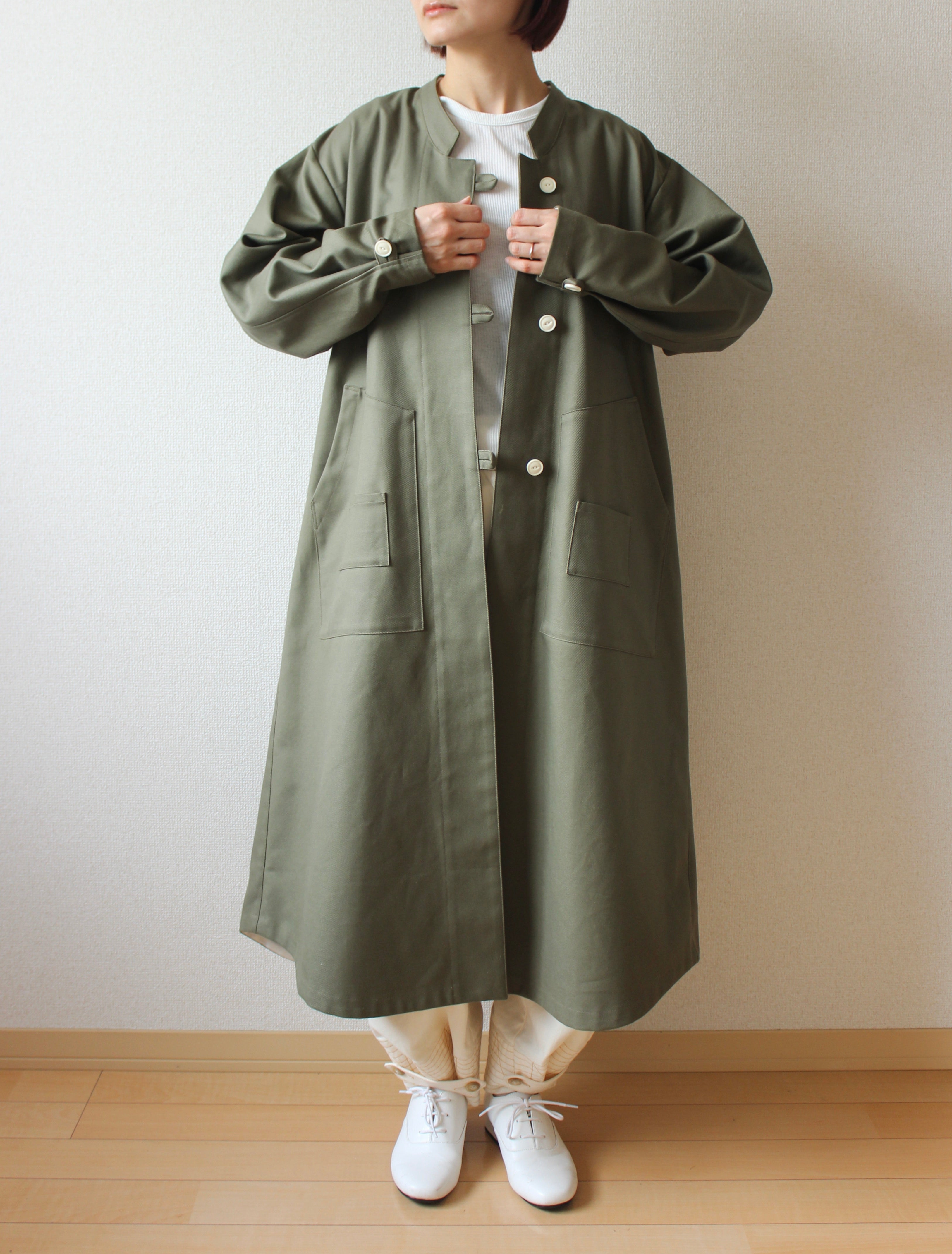 // dent neck coat - khaki - 【12月下旬〜1月中旬お届け予定】