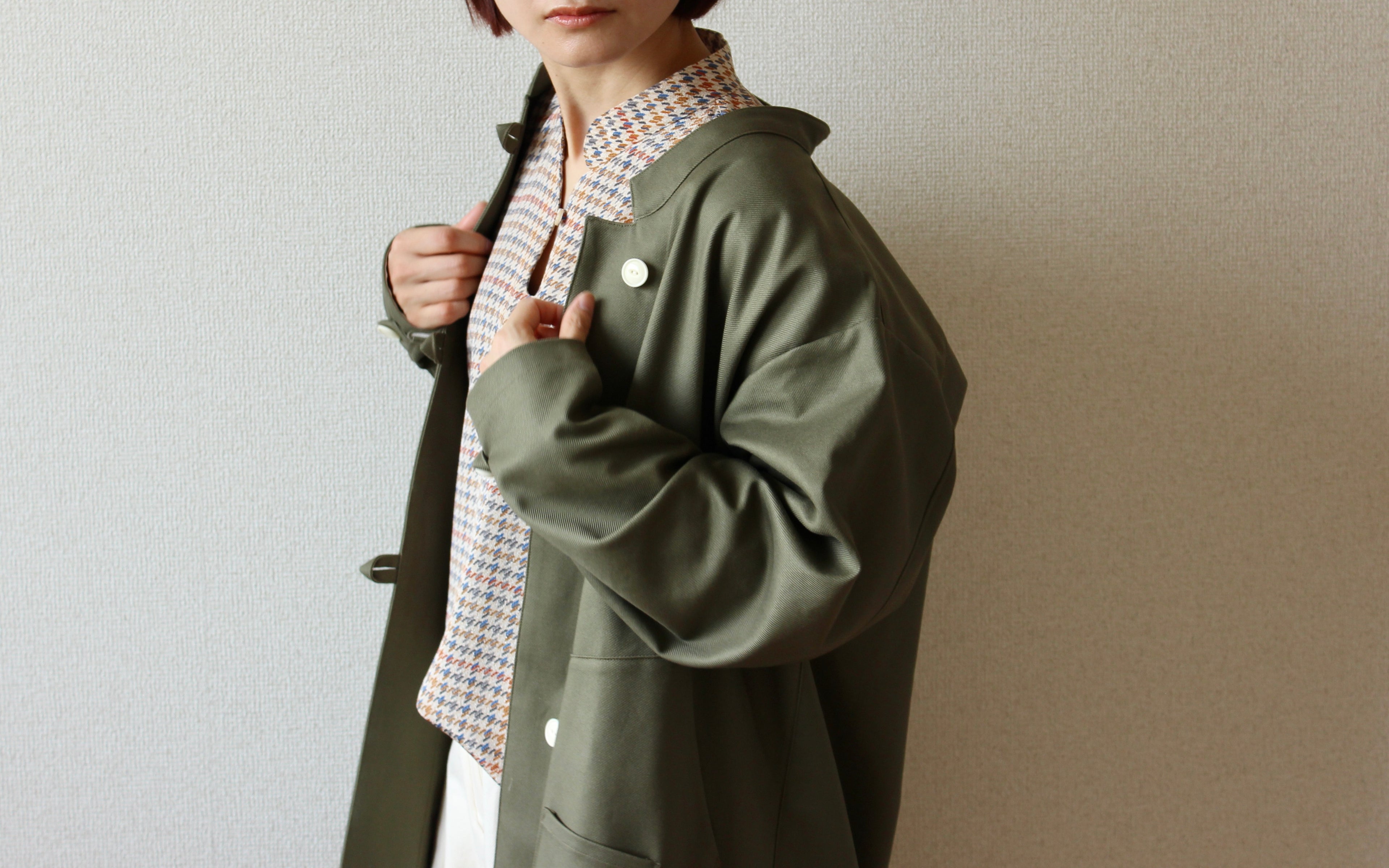// dent neck coat - khaki - 【12月下旬〜1月中旬お届け予定】