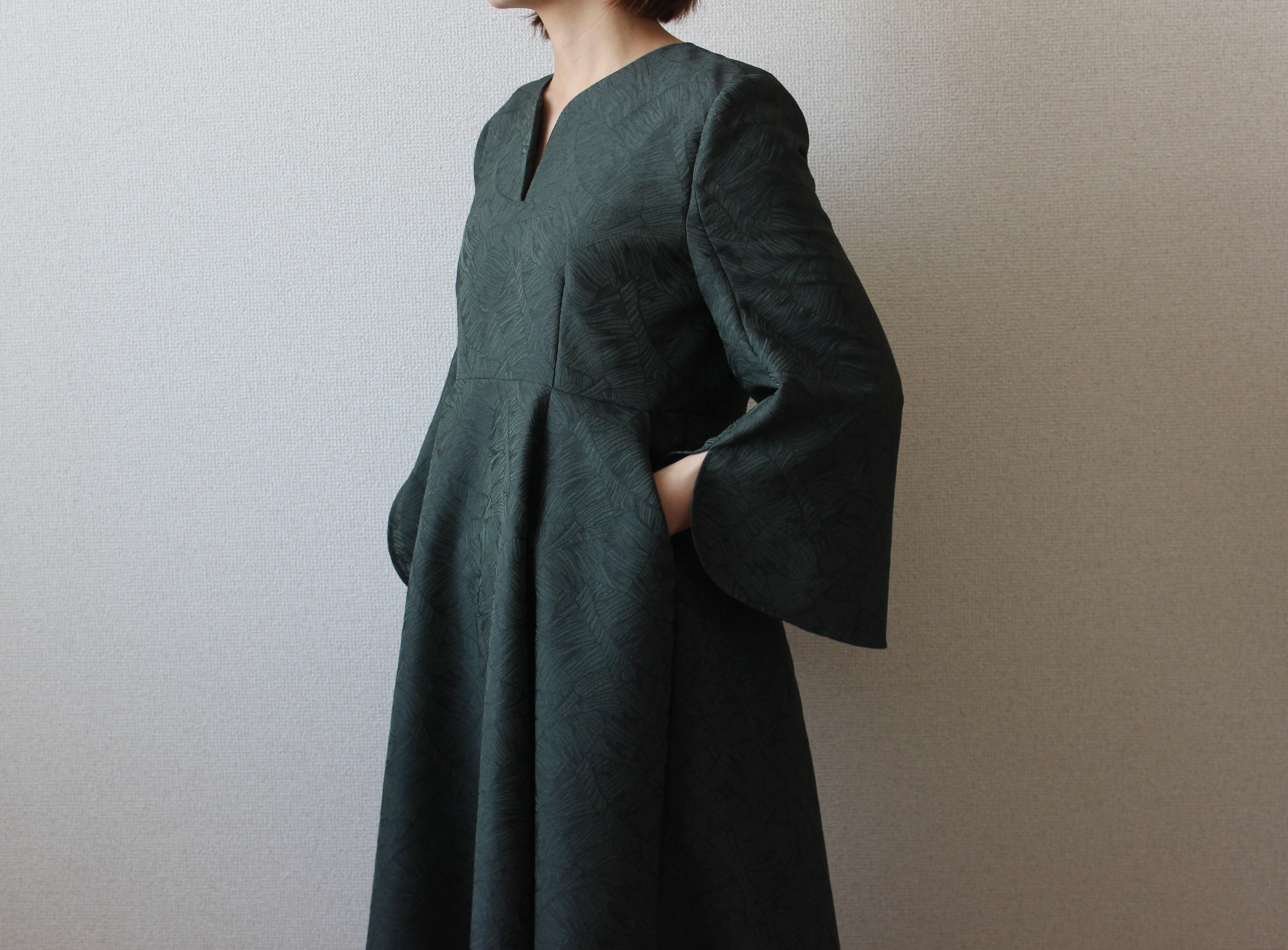 【遠隔試着】// stem sleeve dress - forest green -