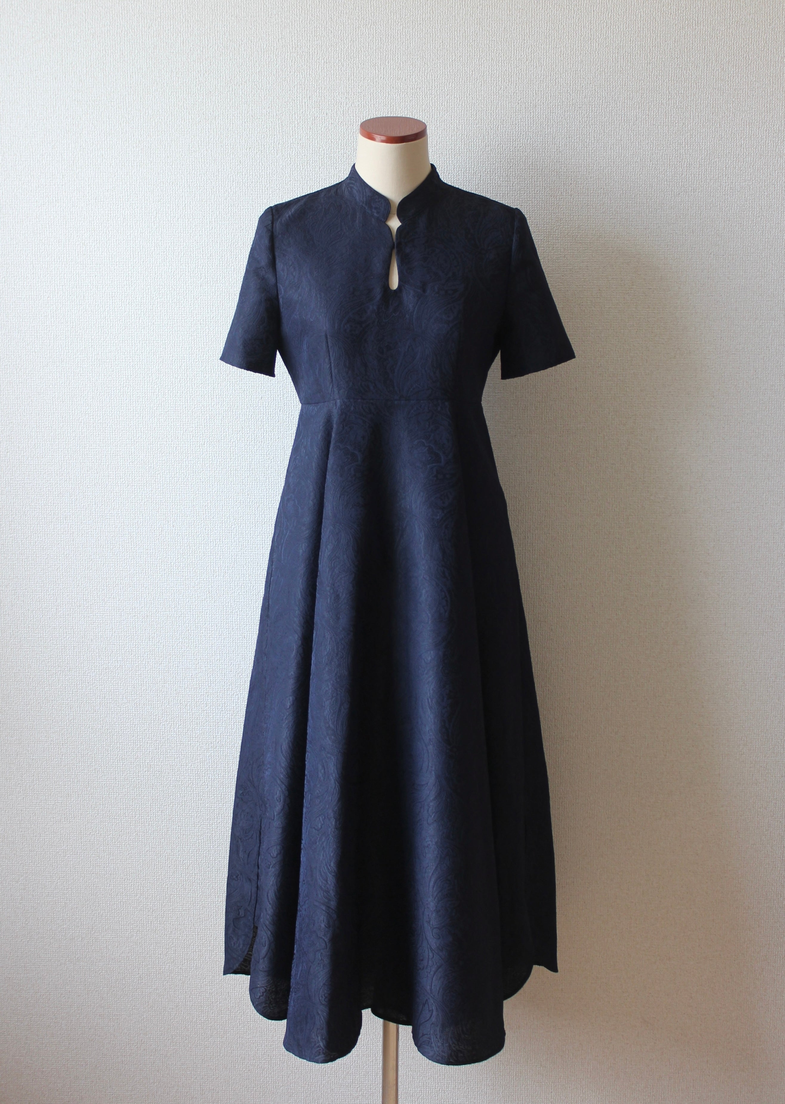 // gourd neck one piece - navy - 【10月中旬〜下旬お届け予定】