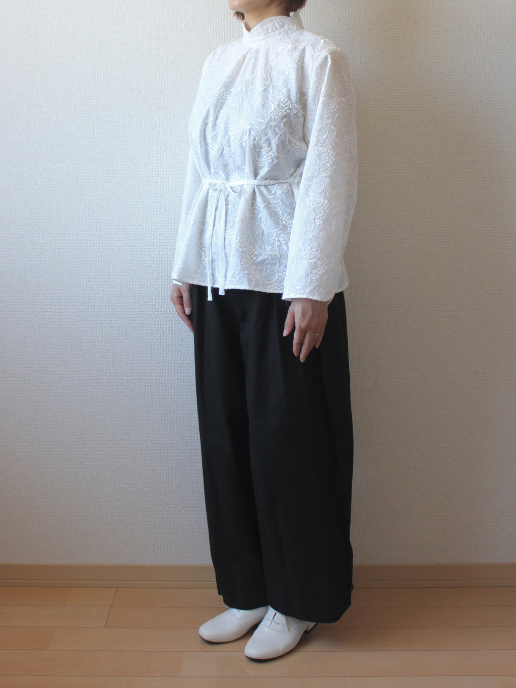 【遠隔試着】// bloom collar blouse - white -