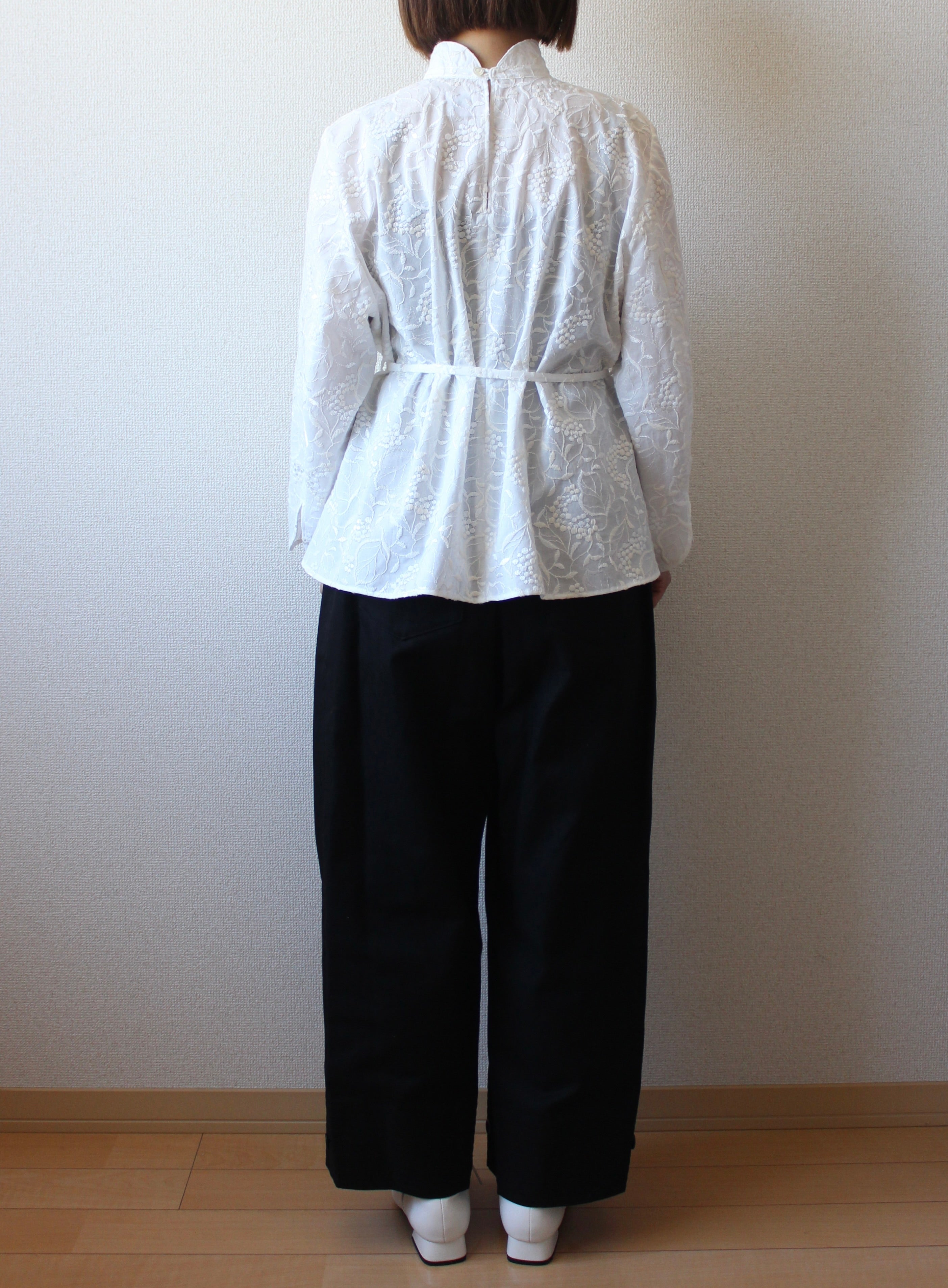 【遠隔試着】// bloom collar blouse - white -