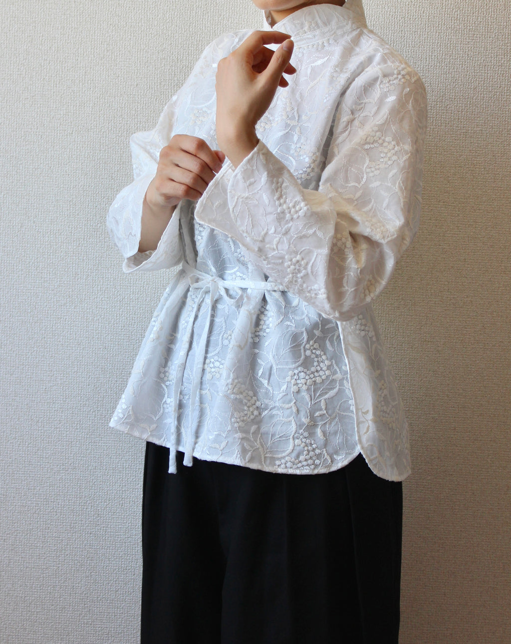 【遠隔試着】// bloom collar blouse - white -