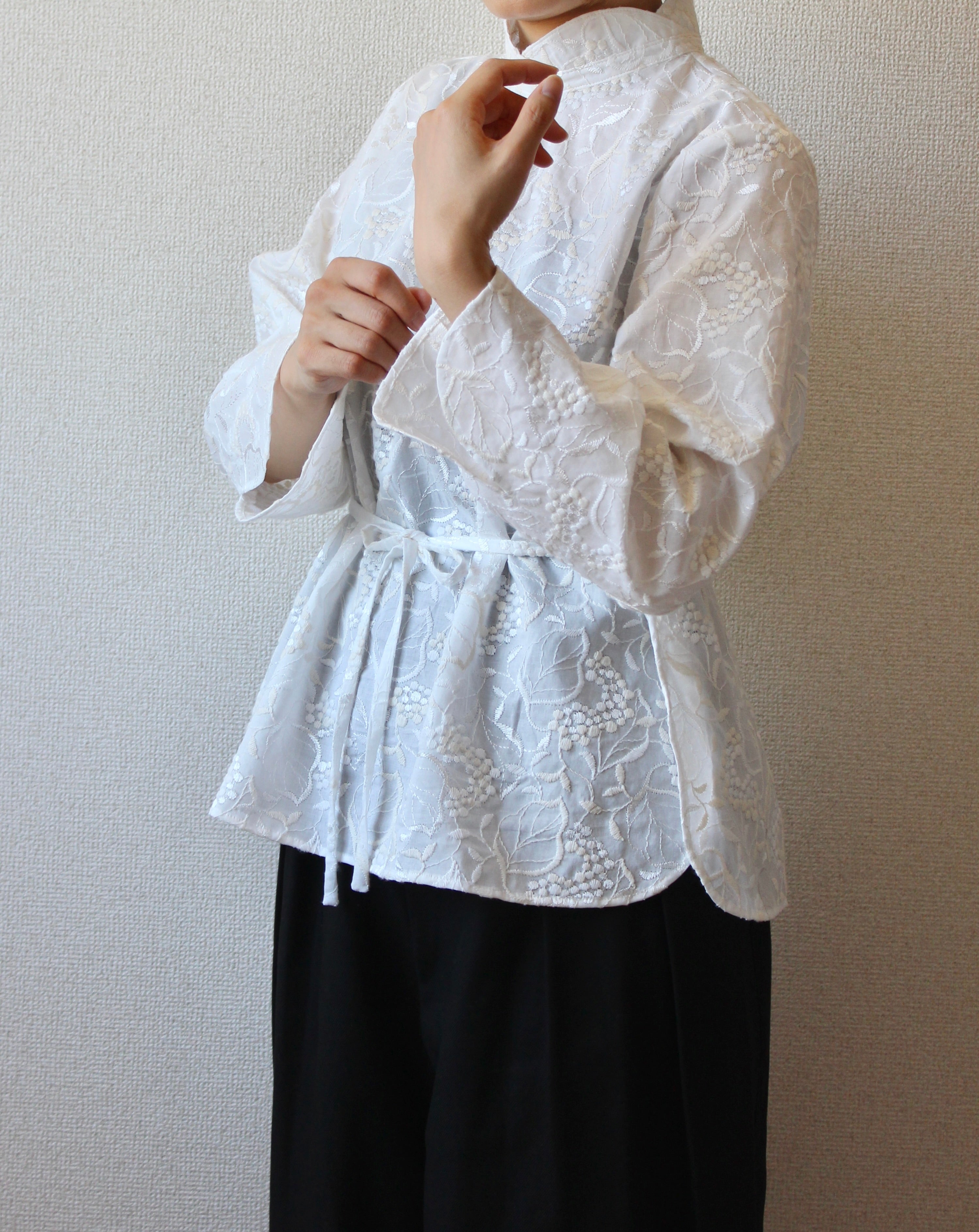【遠隔試着】// bloom collar blouse - white -