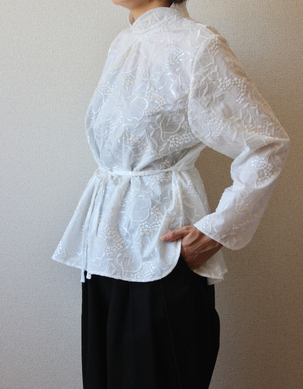 【遠隔試着】// bloom collar blouse - white -