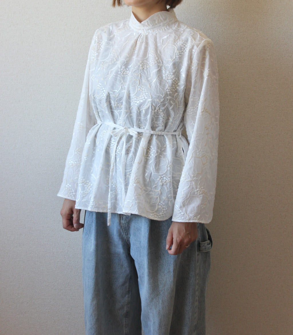 【遠隔試着】// bloom collar blouse - white -