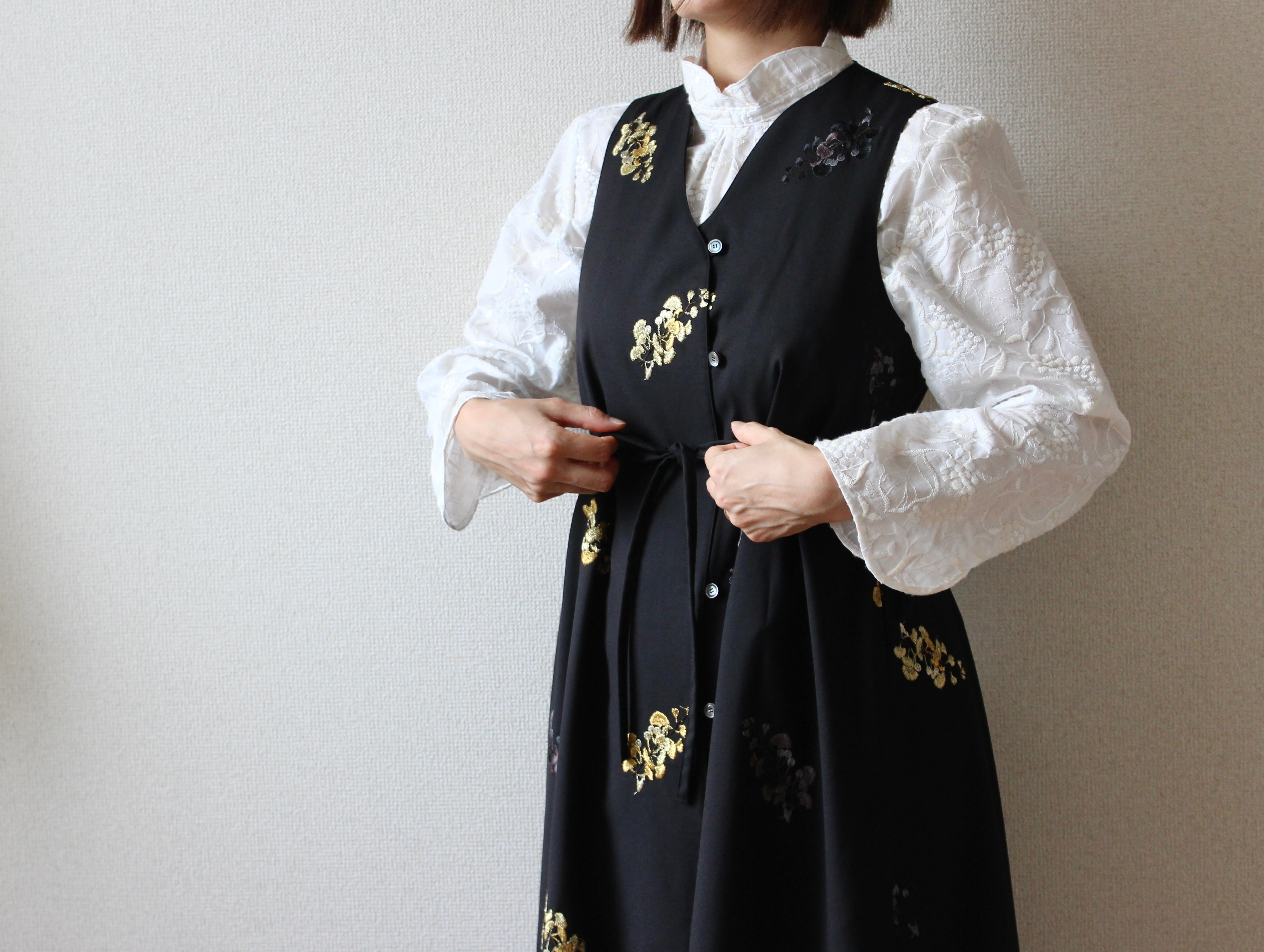 // wave neck one piece - icho - 【2月下旬〜3月下旬お届け予定】