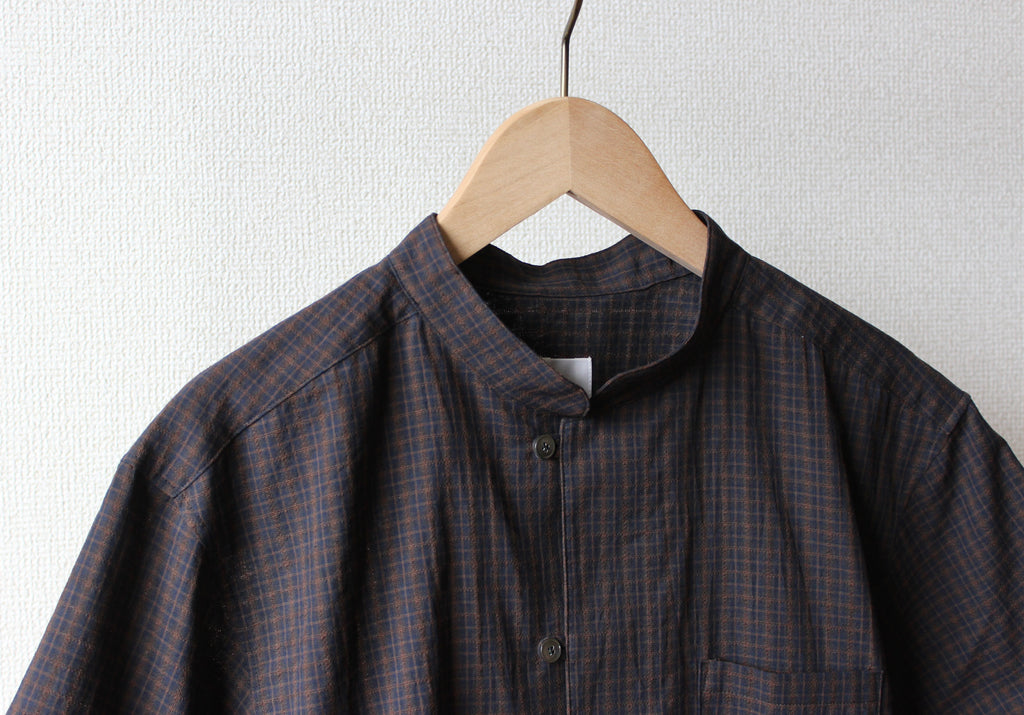 // loop button shirt (half sleeve) - brown -【在庫販売】