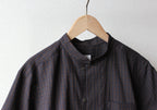 // loop button shirt (half sleeve) - brown -【在庫販売】
