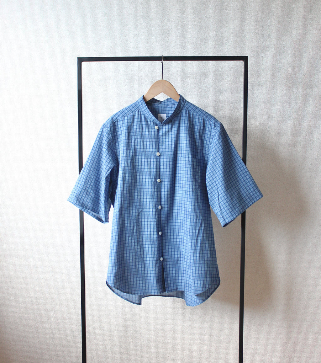// loop button shirt (half sleeve) - blue -【在庫販売】