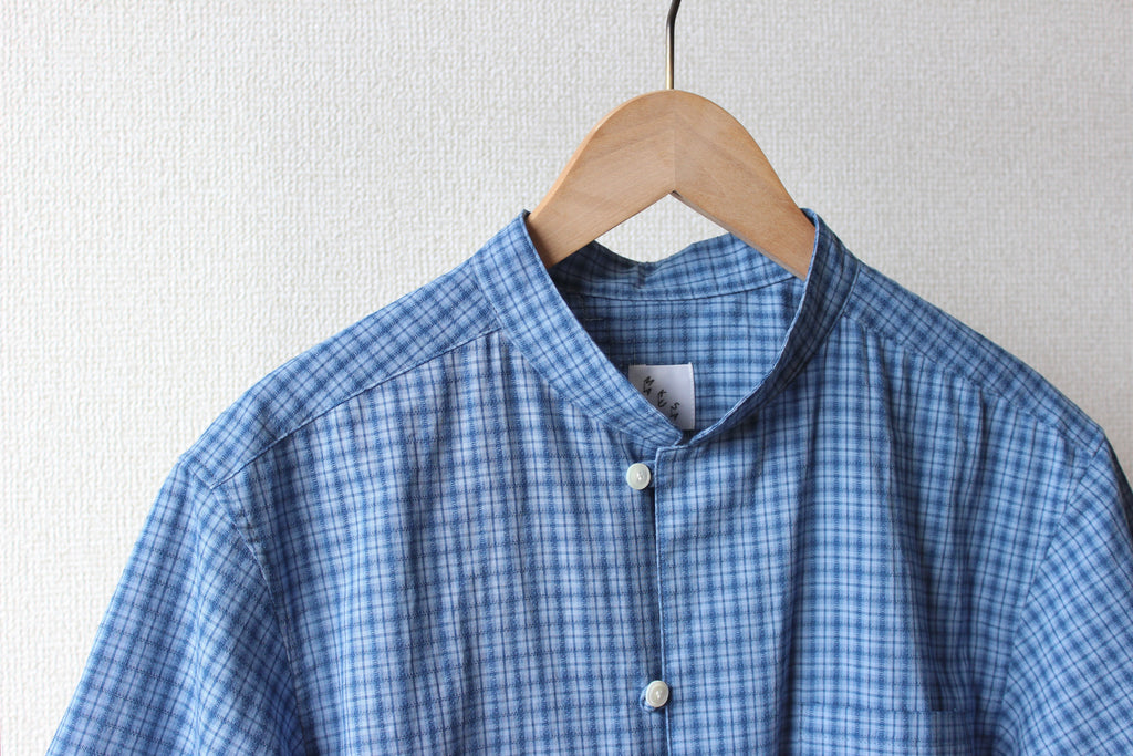 // loop button shirt (half sleeve) - blue -【在庫販売】