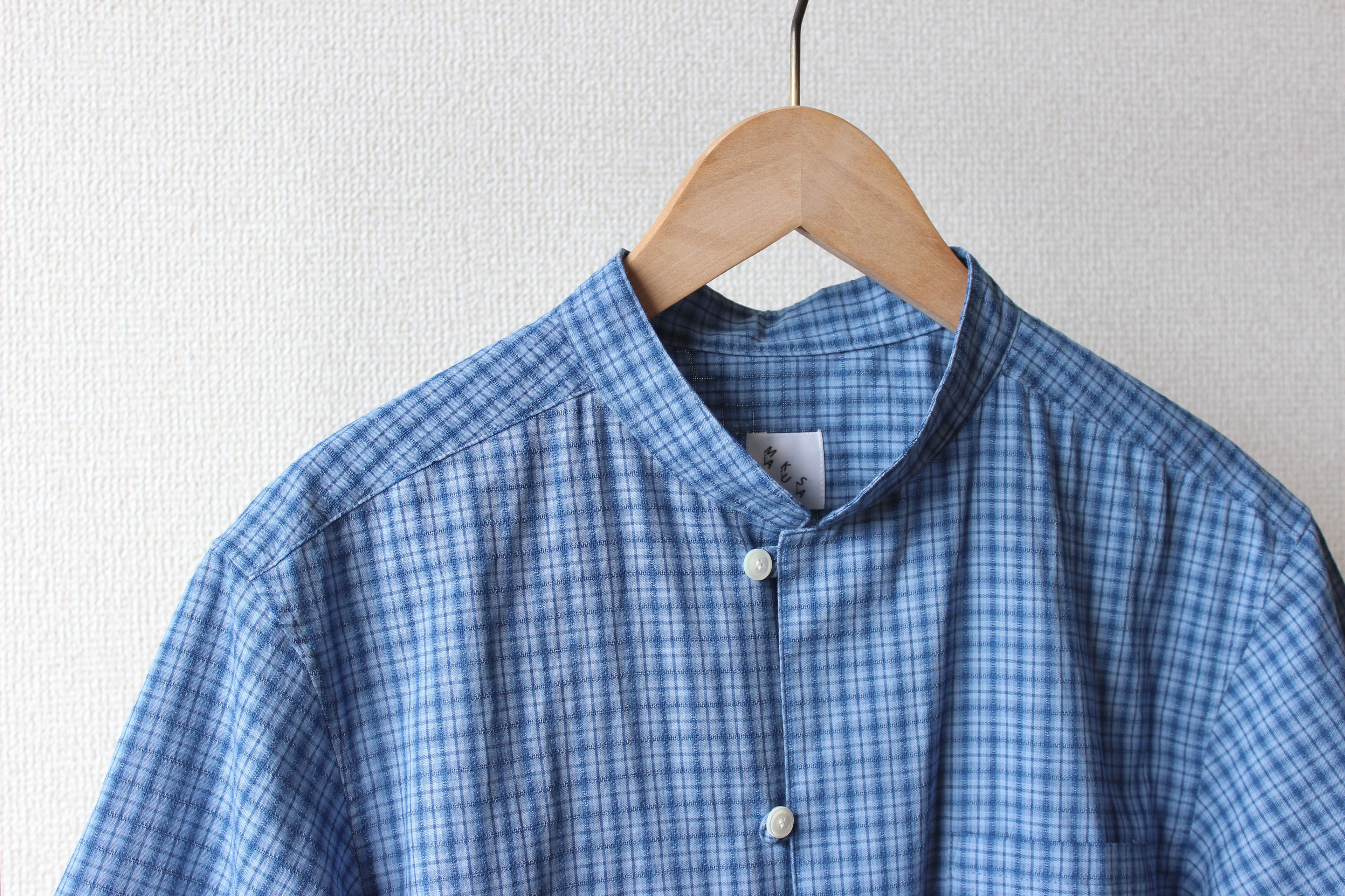 // loop button shirt (half sleeve) - blue -【在庫販売】