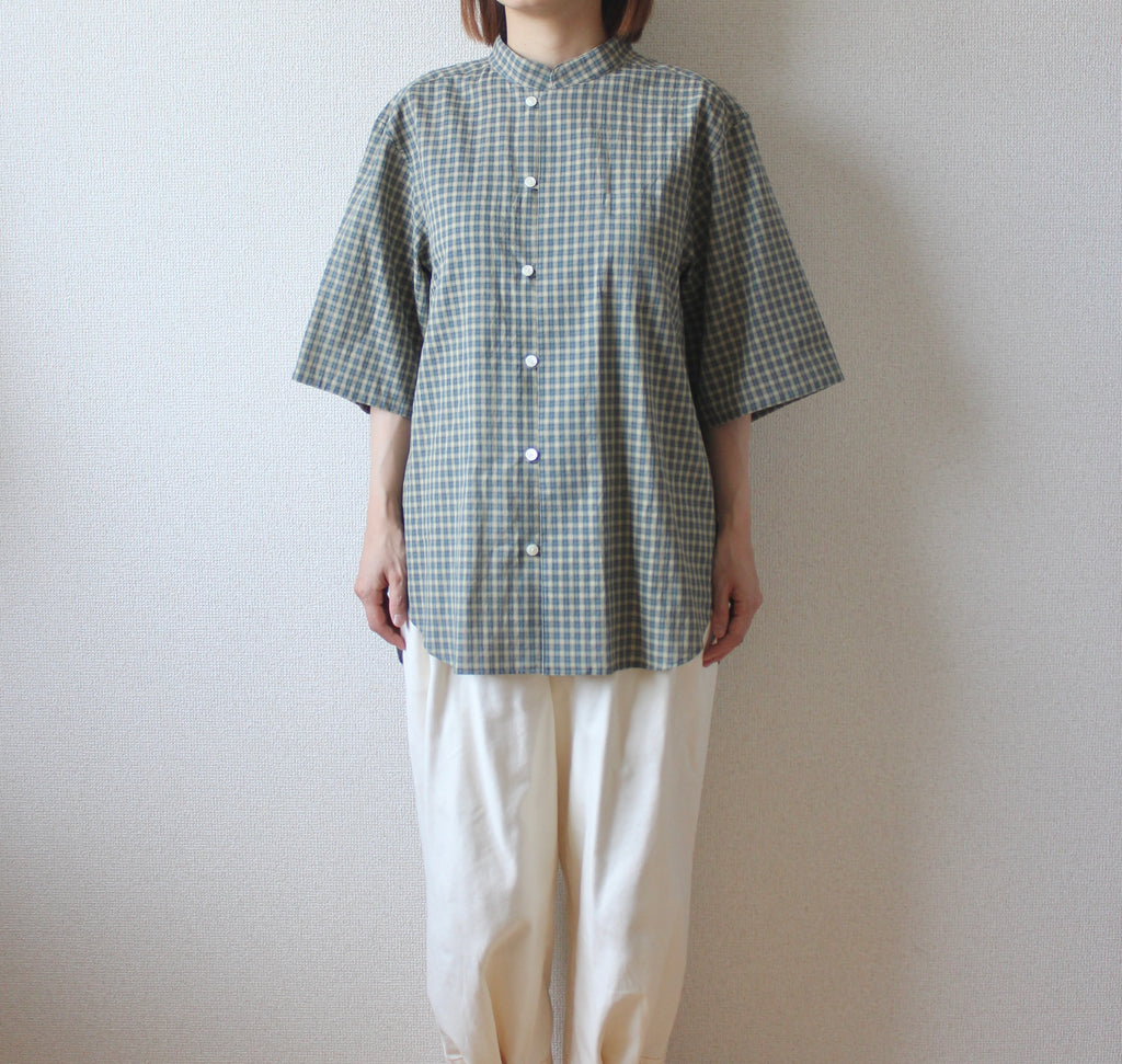 // loop button shirt (half sleeve) - olive -【在庫販売】