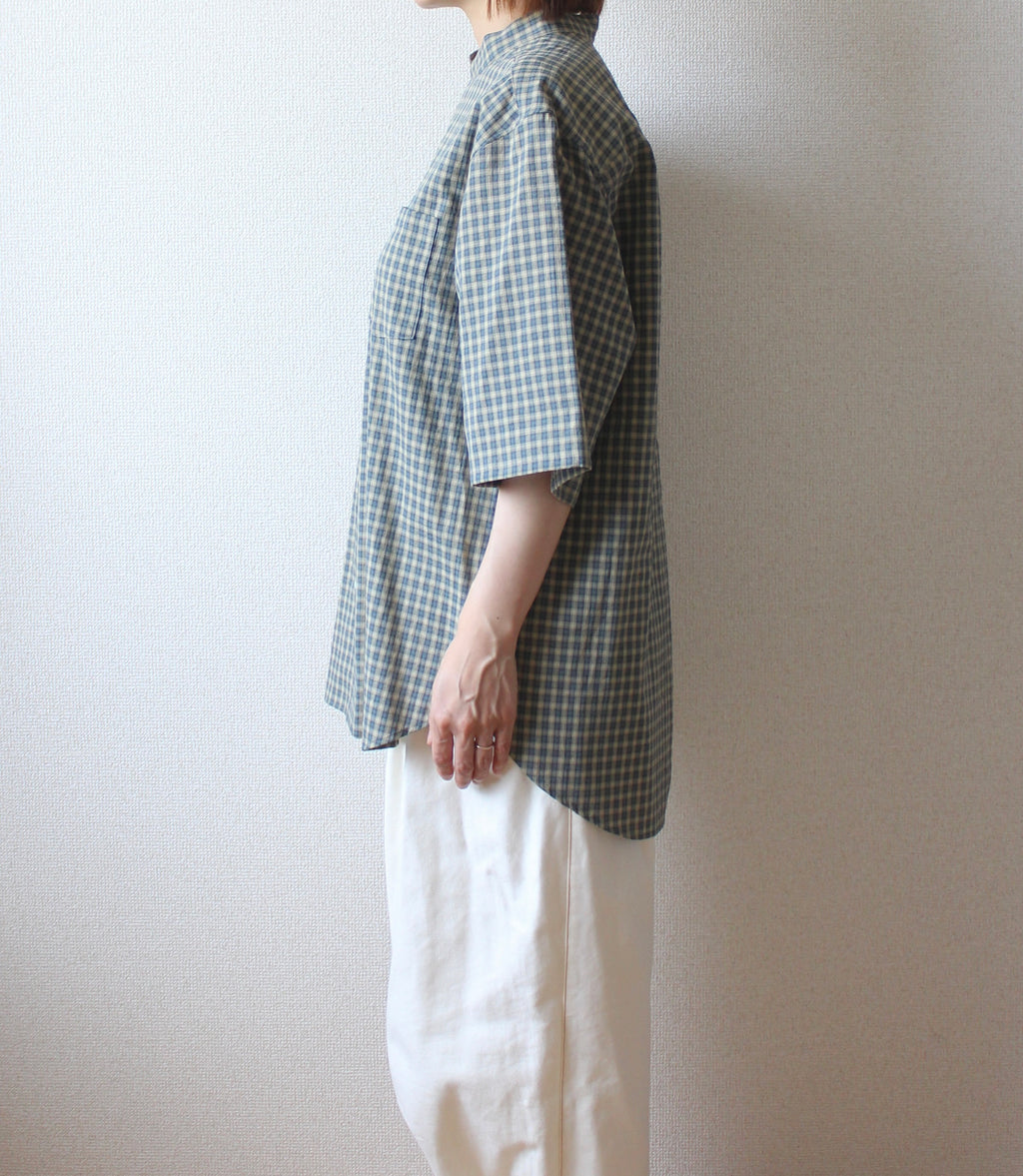 // loop button shirt (half sleeve) - olive -【在庫販売】