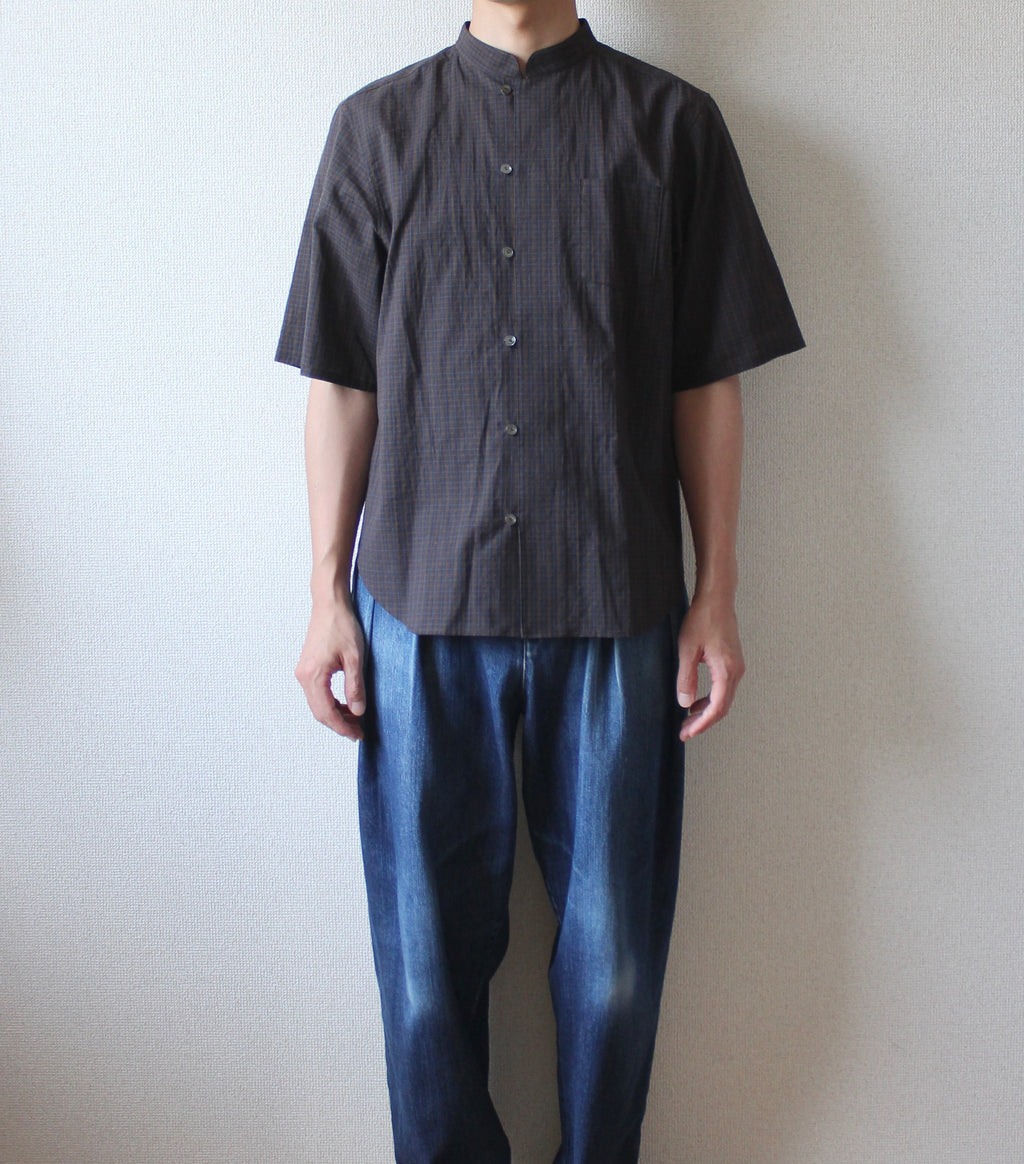// loop button shirt (half sleeve) - brown -【在庫販売】