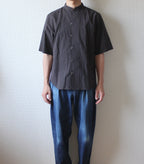 // loop button shirt (half sleeve) - brown -【在庫販売】
