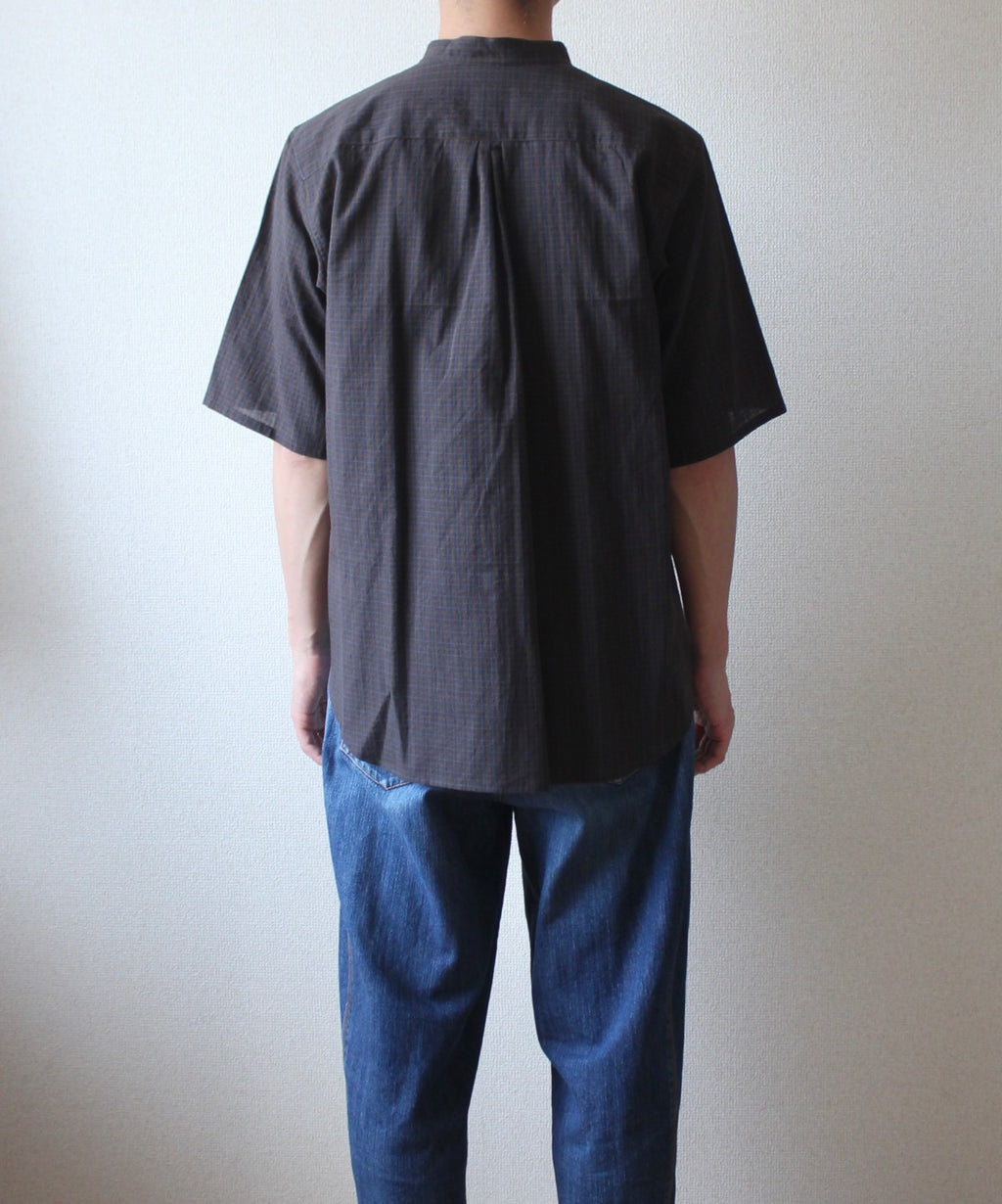 // loop button shirt (half sleeve) - brown -【在庫販売】