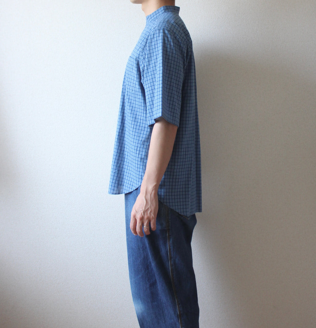// loop button shirt (half sleeve) - blue -【在庫販売】