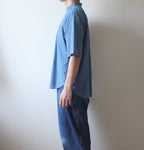// loop button shirt (half sleeve) - blue -【在庫販売】