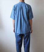// loop button shirt (half sleeve) - blue -【在庫販売】