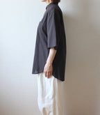 // loop button shirt (half sleeve) - brown -【在庫販売】