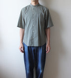 // loop button shirt (half sleeve) - olive -【在庫販売】